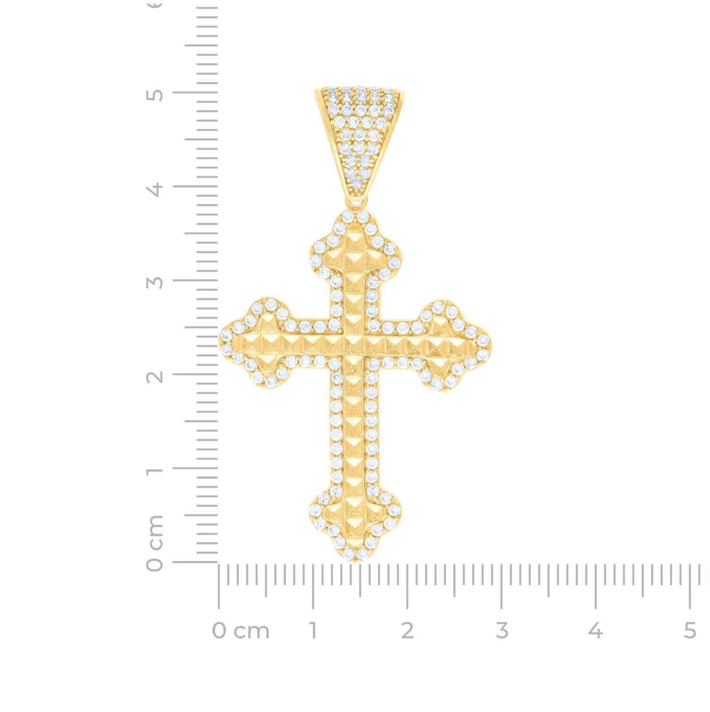 14K Yellow Gold Mens Cubic-Zirconia Cross Religious Charm Pendant