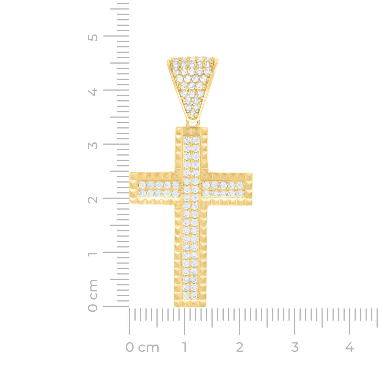 14K Yellow Gold Mens Cubic-Zirconia Cross Religious Charm Pendant