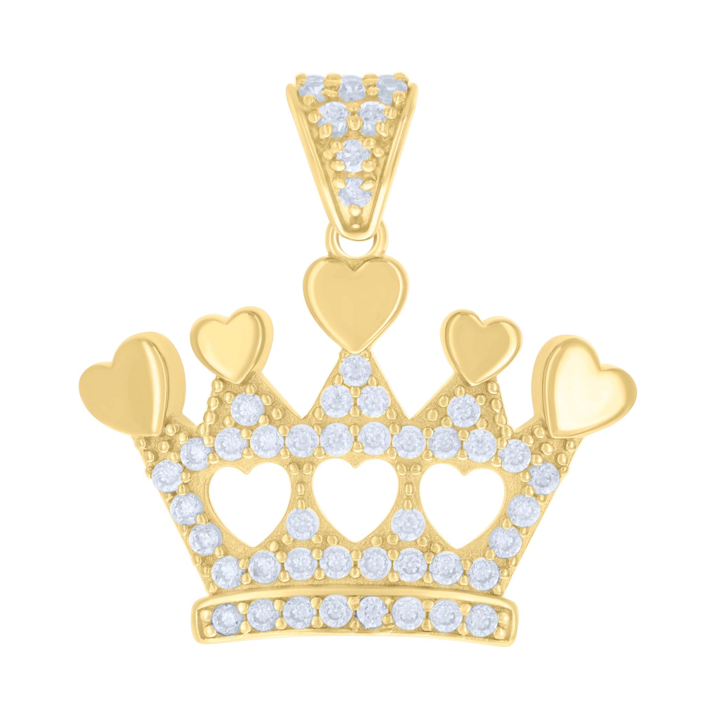 14K Yellow Gold Womens Cubic-Zirconia Crown Fashion Charm Pendant