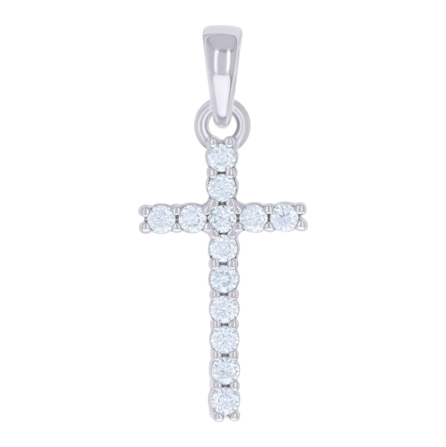 Sterling Silver Mens Cubic-Zirconia Cross Religious Charm Pendant