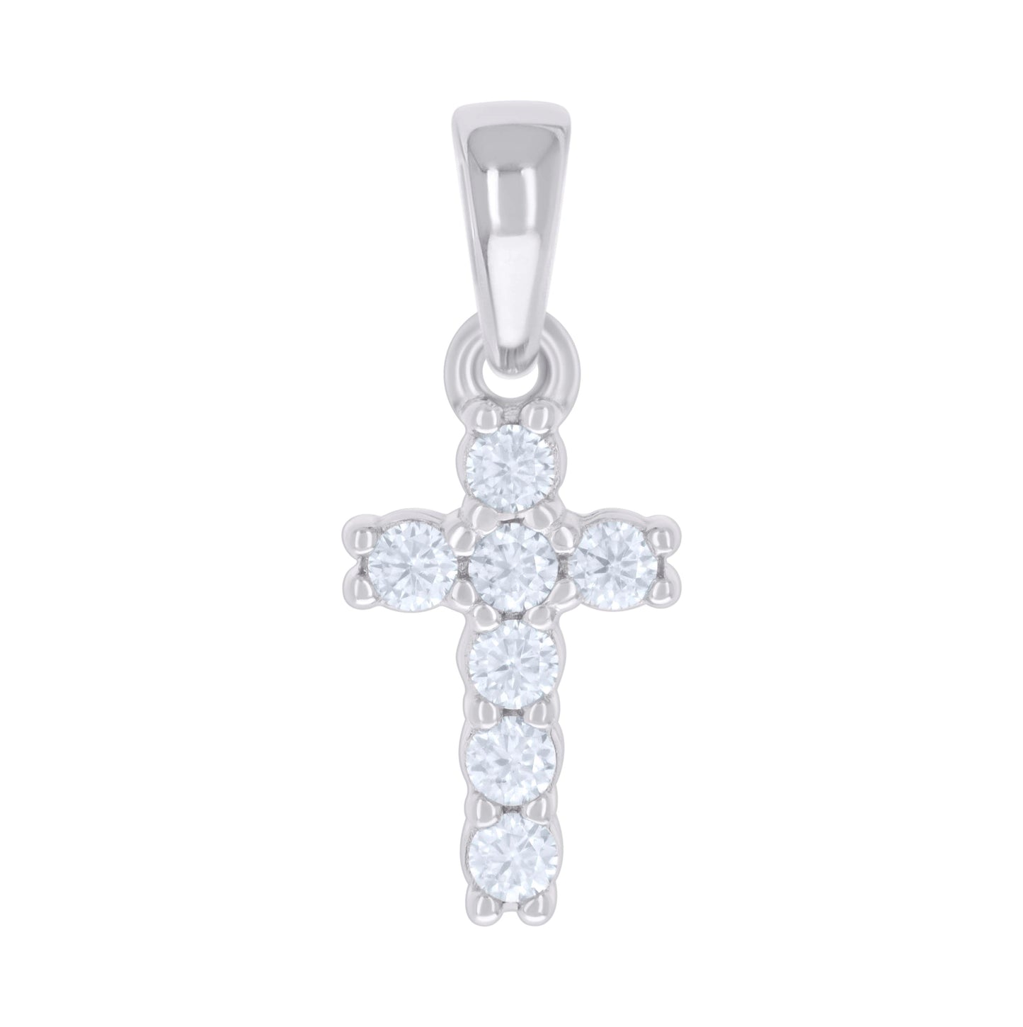Sterling Silver Womens 0.22 Cttw Moissanite Cross Religious Charm Pendant