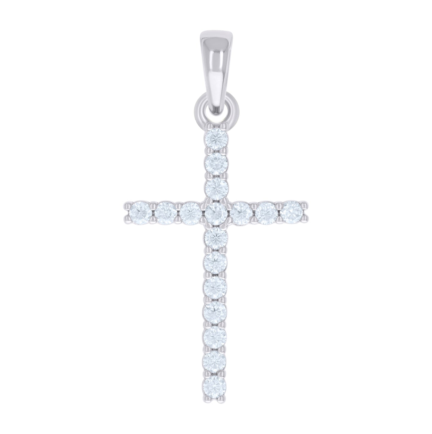 Sterling Silver Mens Cubic-Zirconia Cross Religious Charm Pendant