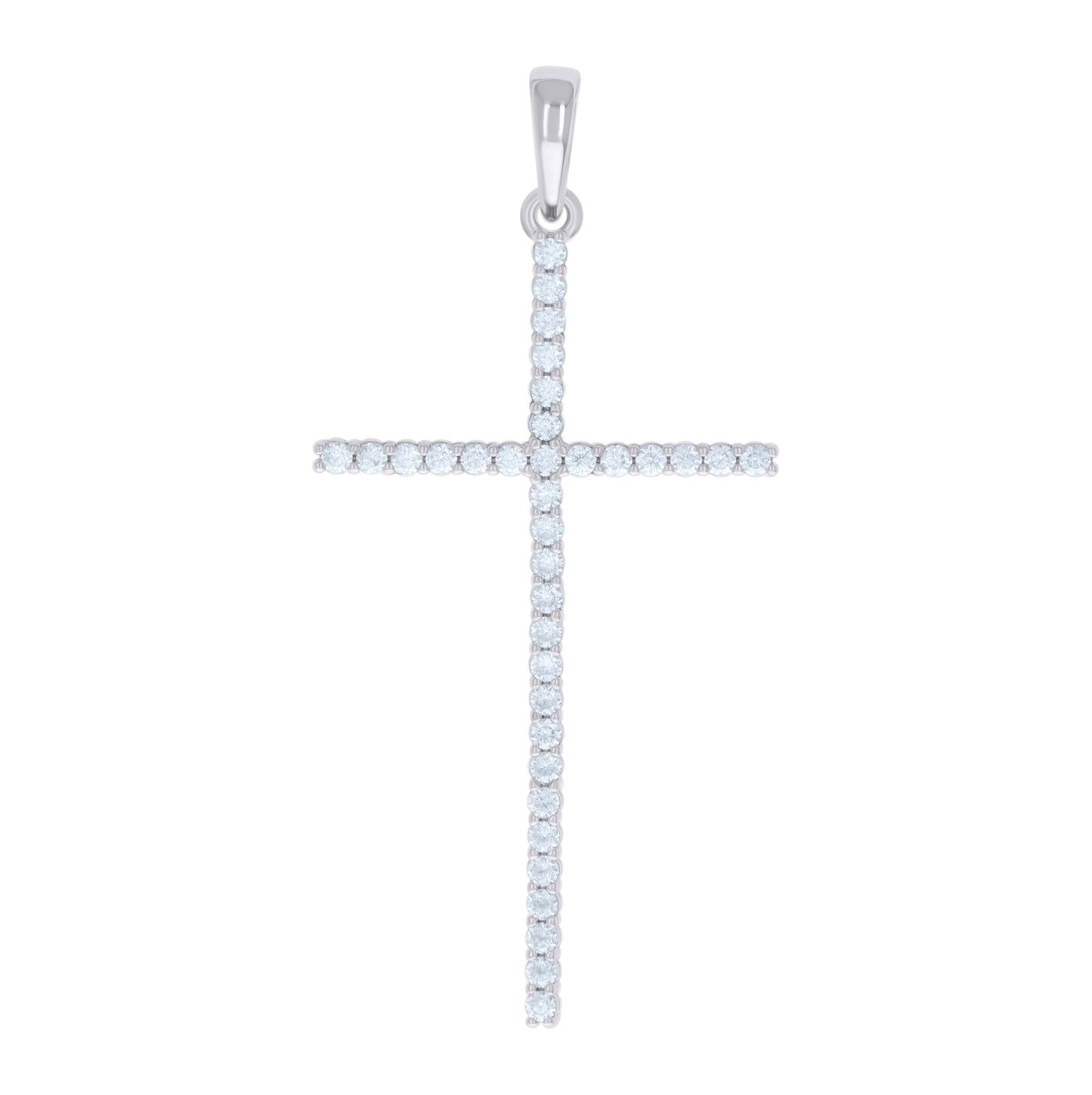Sterling Silver Mens Cubic-Zirconia Cross Religious Charm Pendant