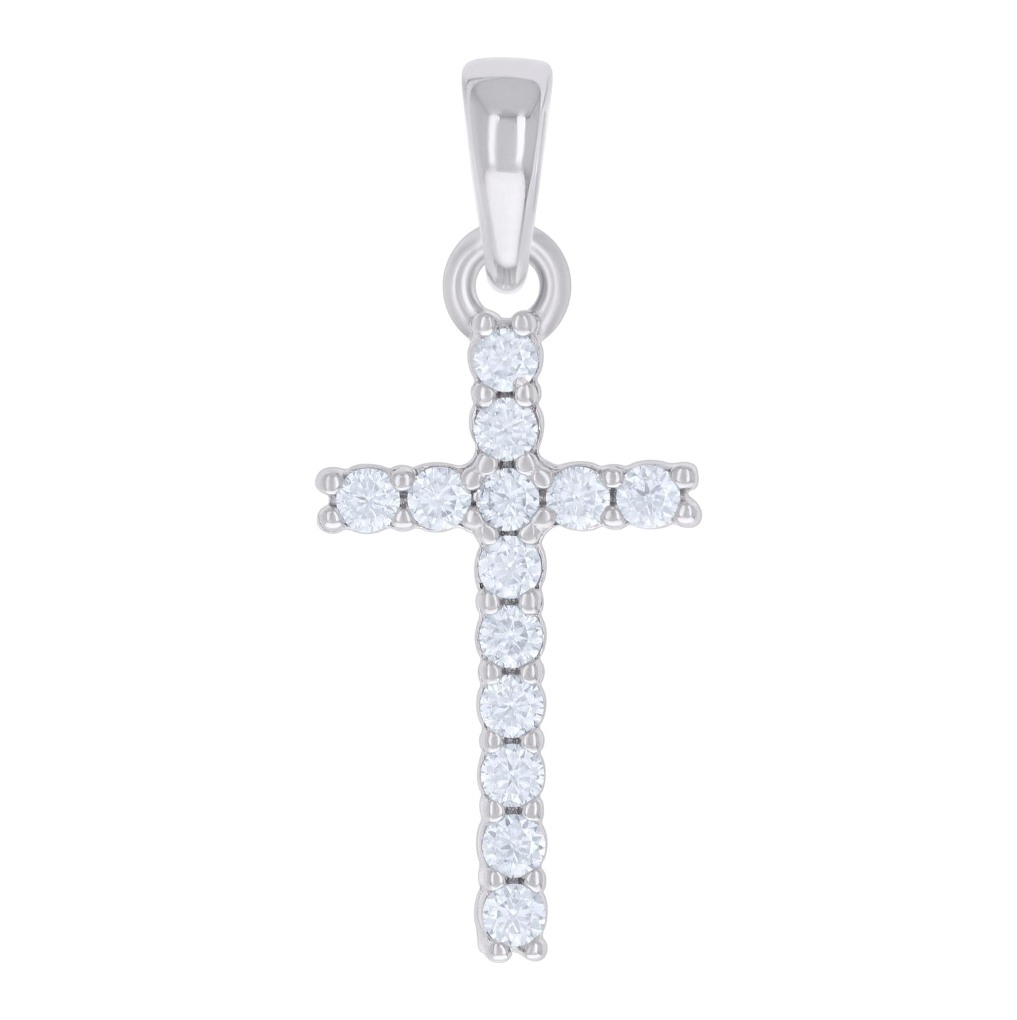 Sterling Silver Womens 0.41 Cttw Moissanite Cross Religious Charm Pendant