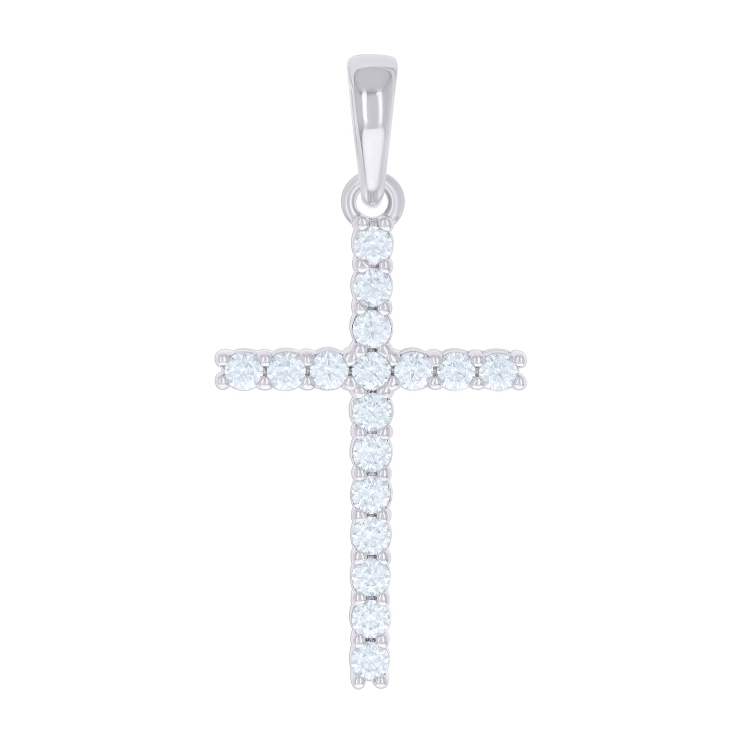Sterling Silver Mens Cubic-Zirconia Cross Religious Charm Pendant
