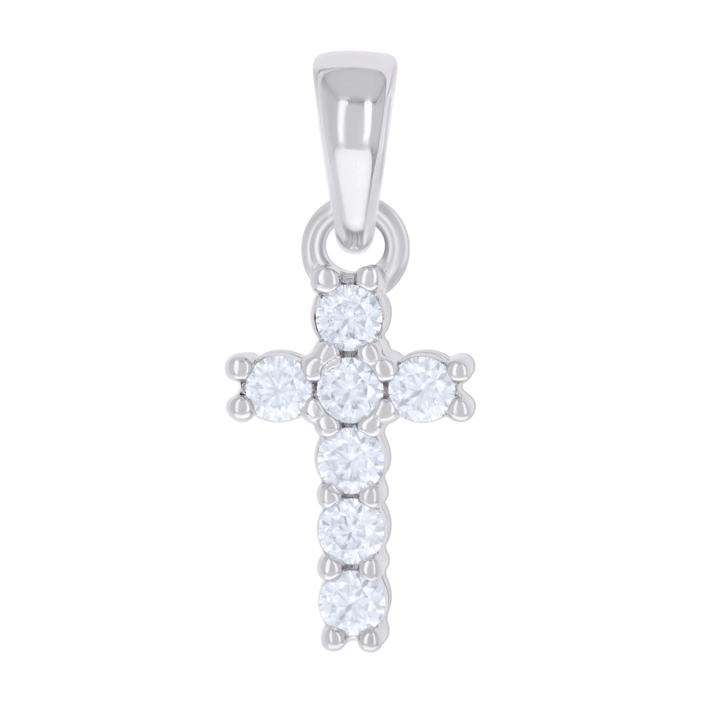 Sterling Silver Womens 0.42 Cttw Moissanite Cross Religious Charm Pendant