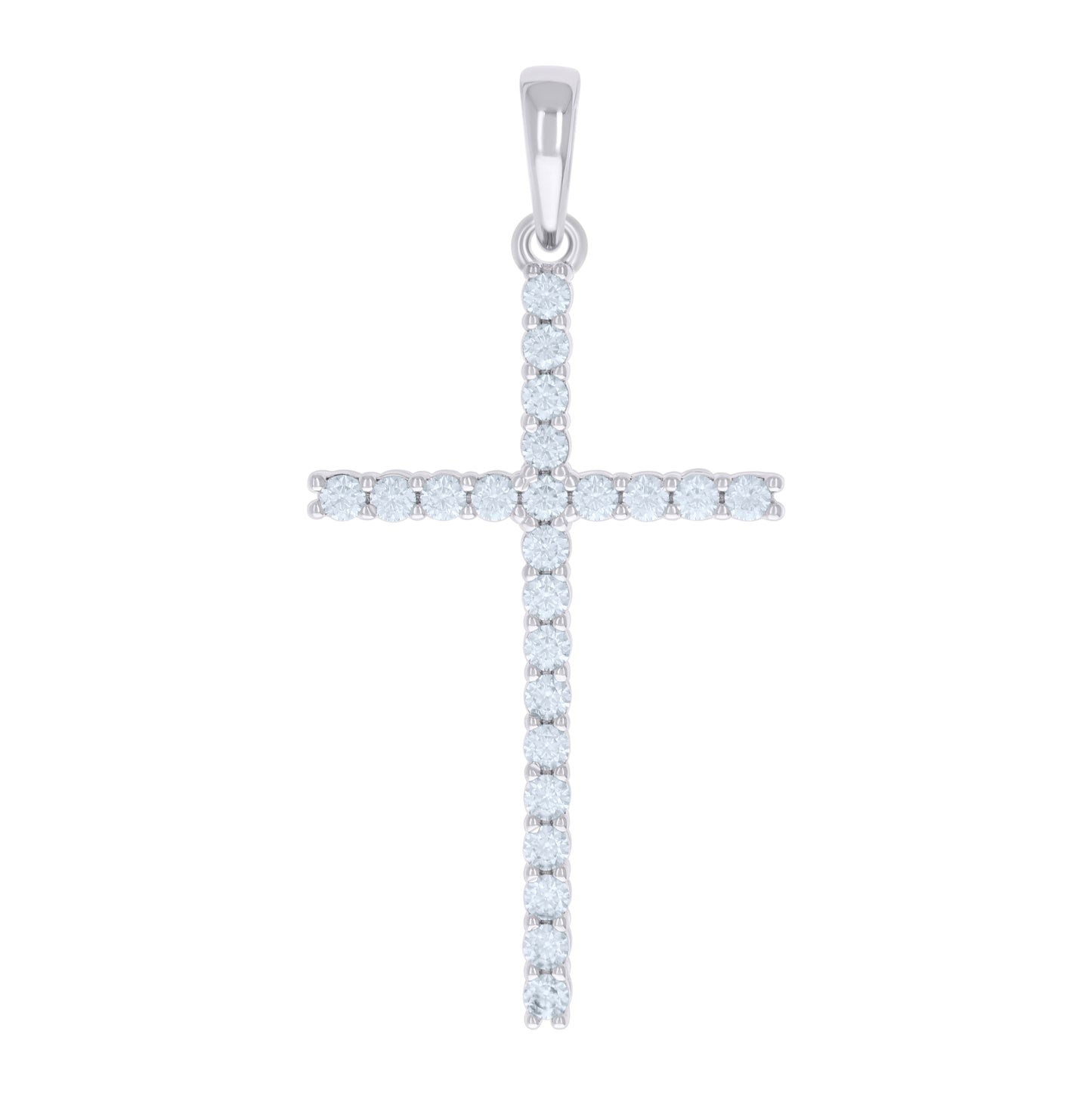Sterling Silver Mens Cubic-Zirconia Cross Religious Charm Pendant