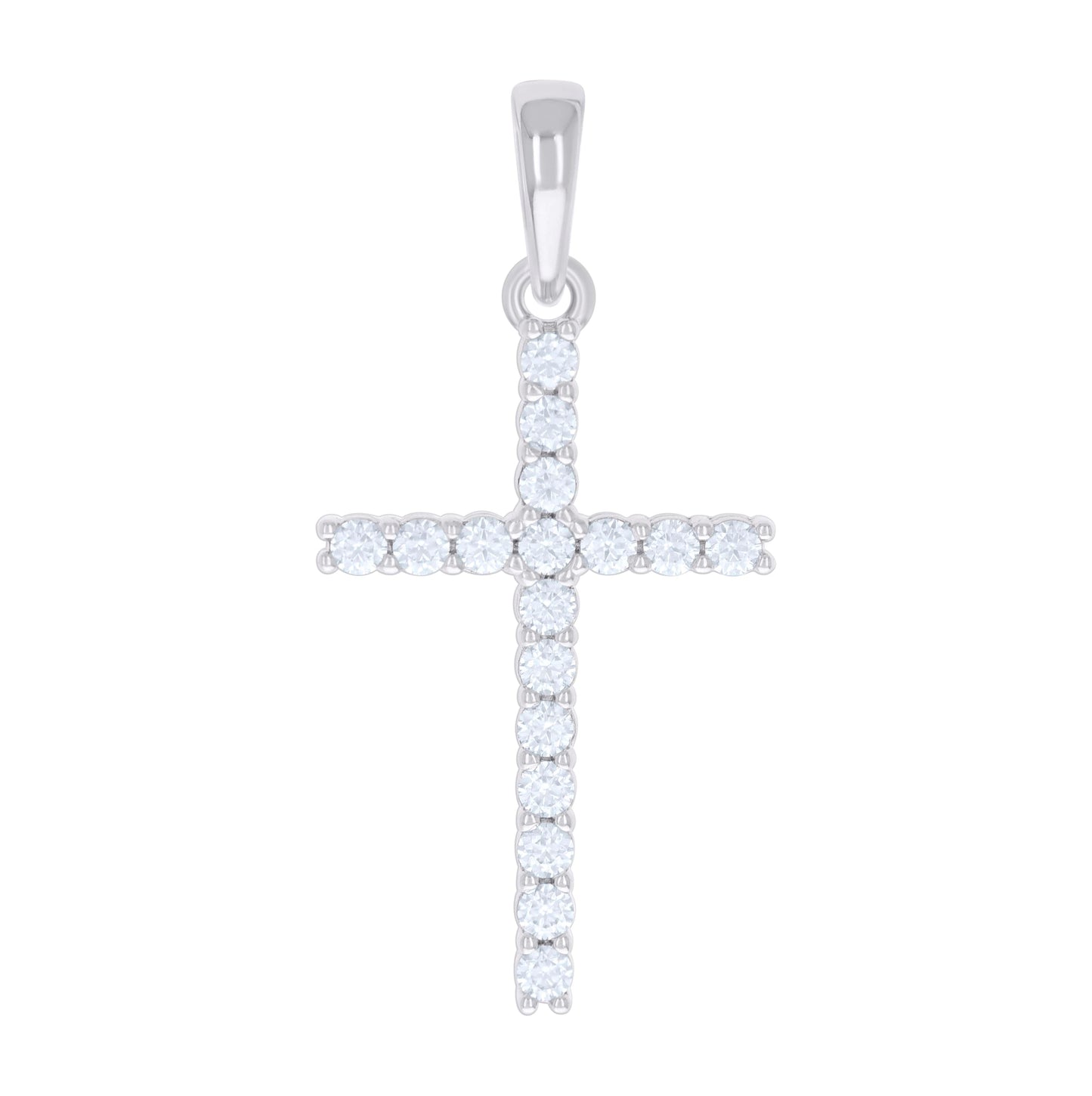 Sterling Silver Womens 1.02 Cttw Moissanite Cross Religious Charm Pendant