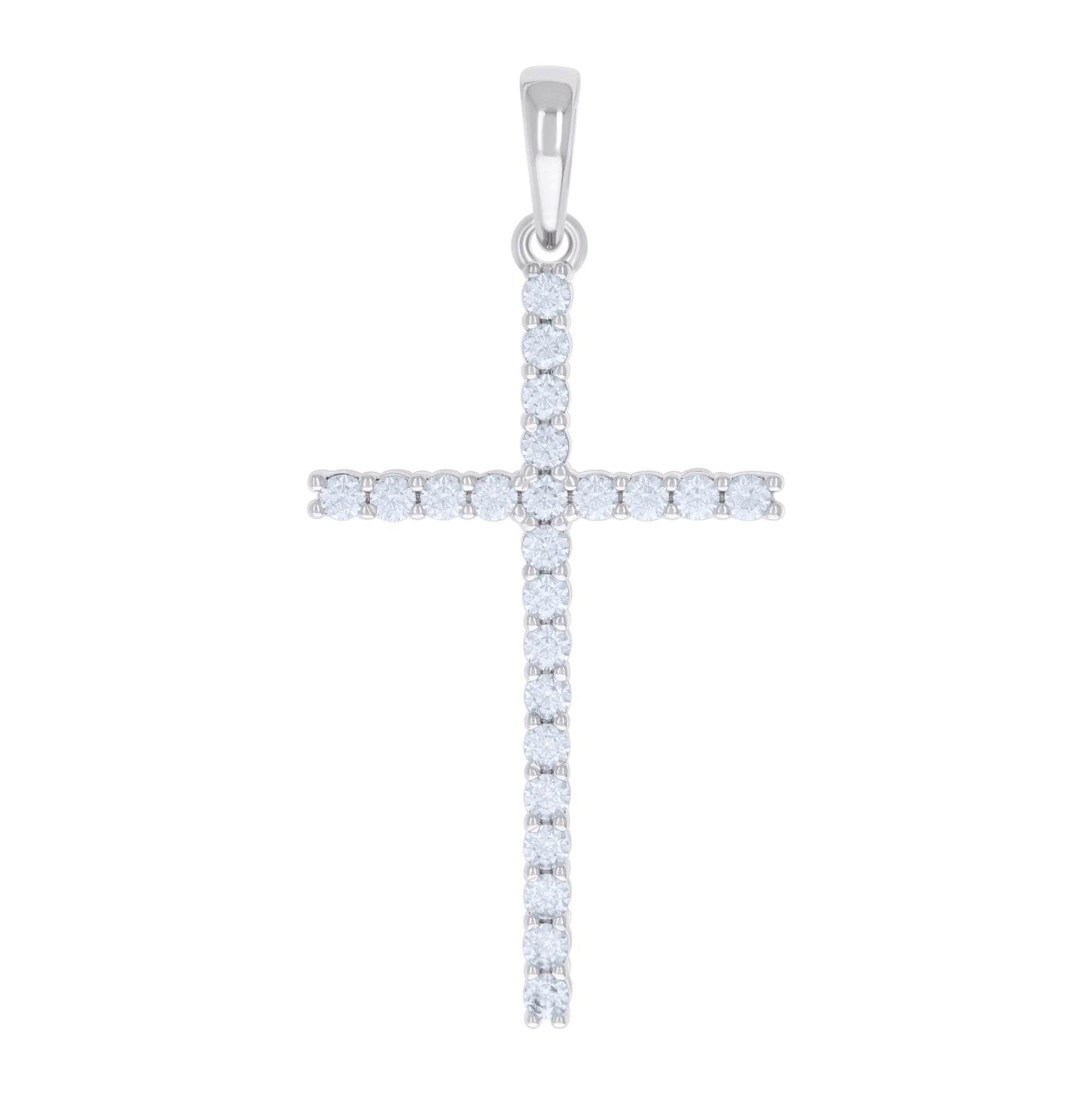 Sterling Silver Mens 1.38 Cttw Moissanite Cross Religious Charm Pendant