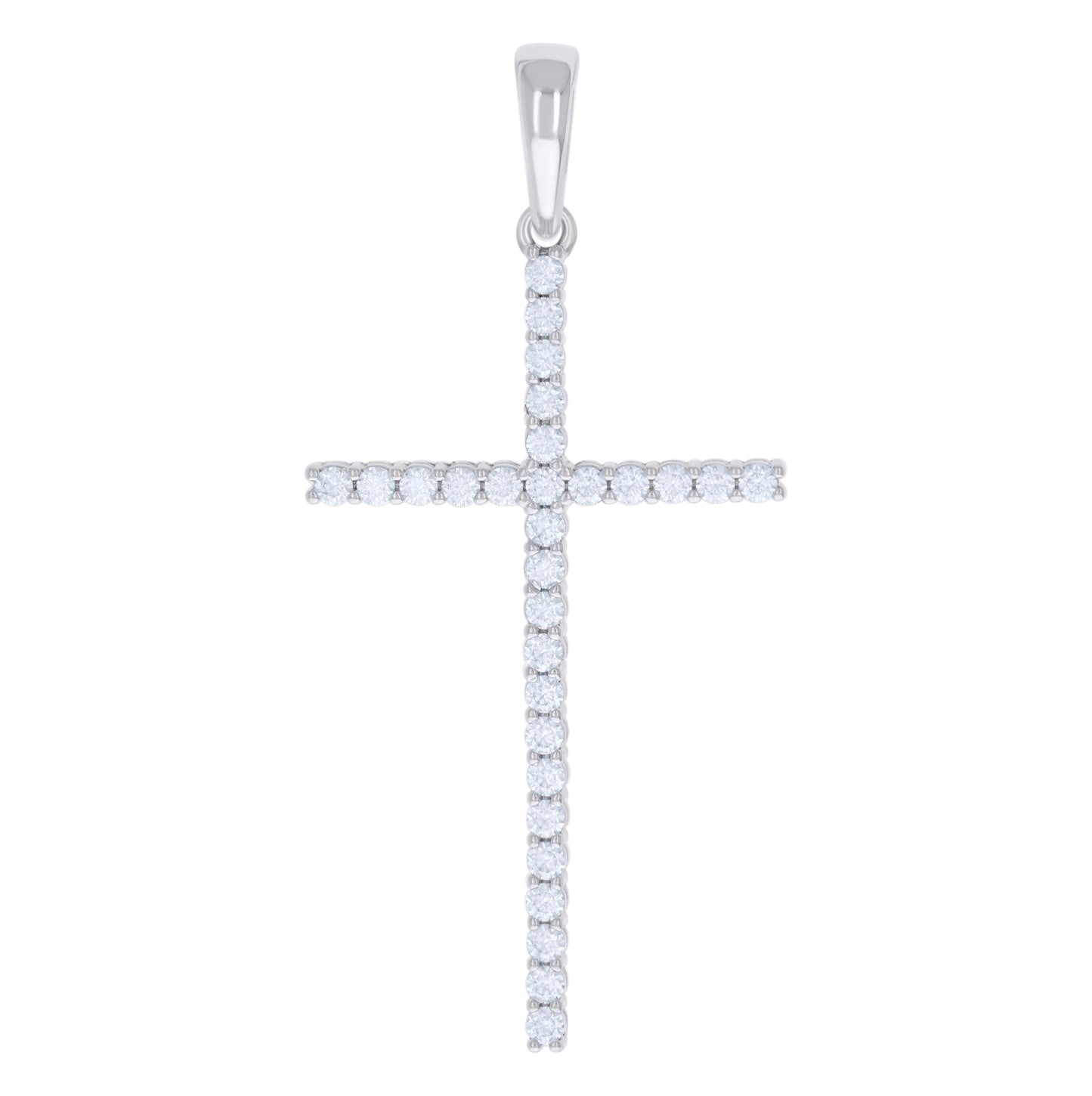 Sterling Silver Mens 1.74 Cttw Moissanite Cross Religious Charm Pendant
