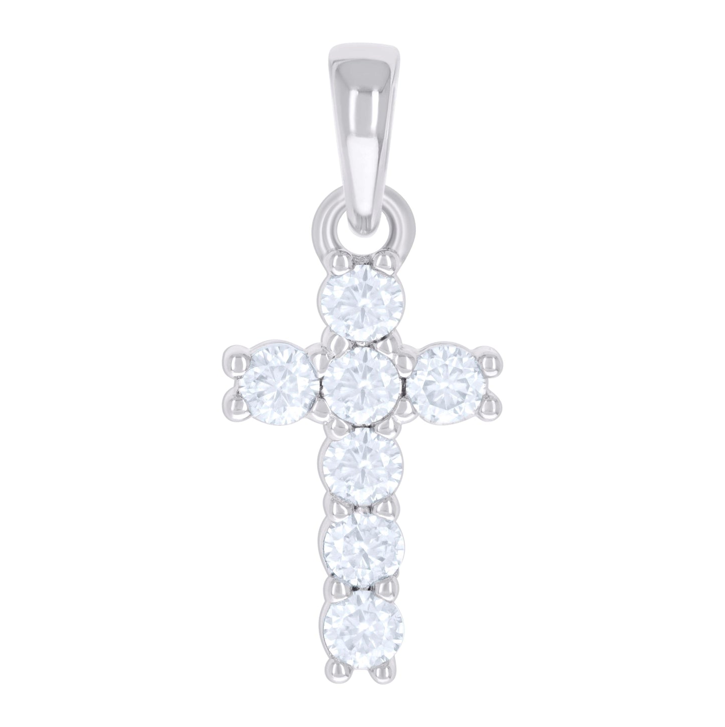 Sterling Silver Womens 0.74 Cttw Moissanite Cross Religious Charm Pendant