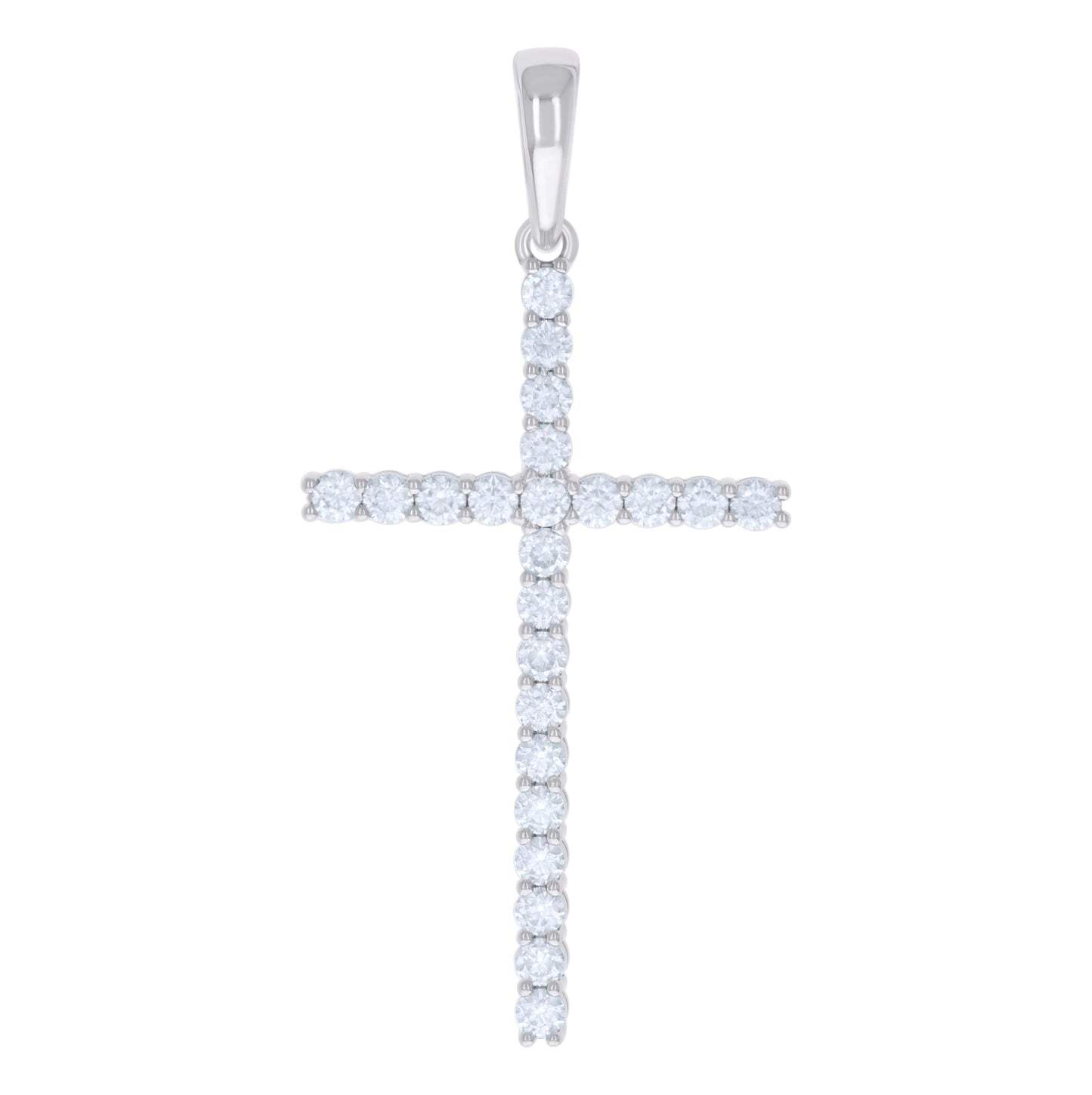 Sterling Silver Mens 2.42 Cttw Moissanite Cross Religious Charm Pendant