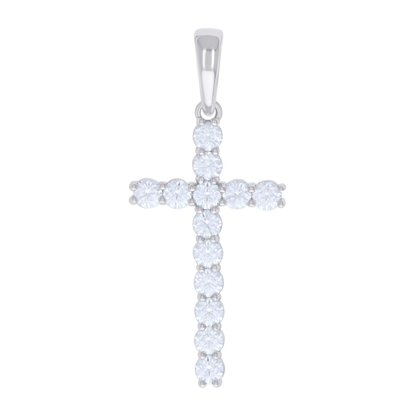 Sterling Silver Mens 4.10 Cttw Moissanite Cross Religious Charm Pendant