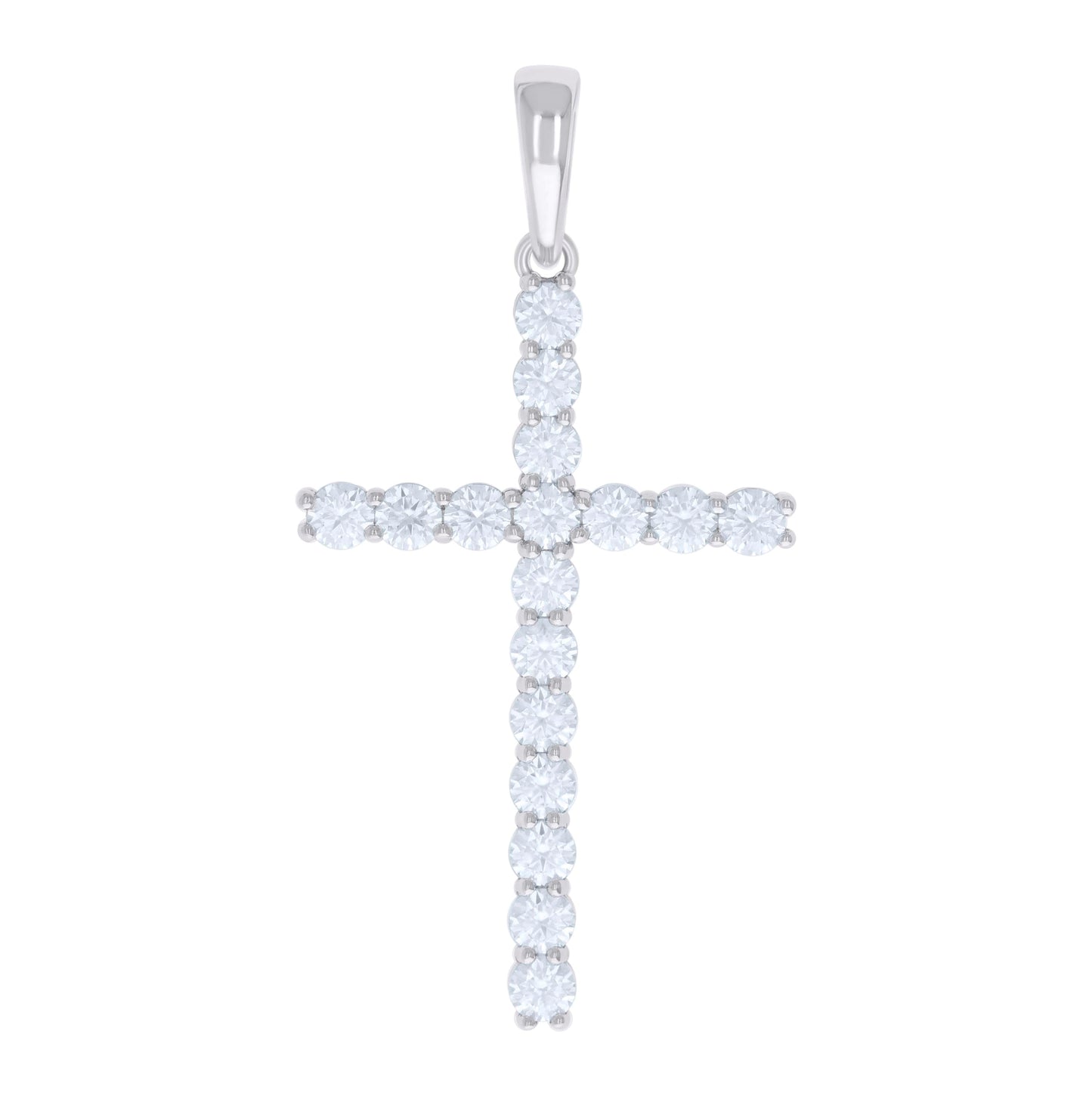 Sterling Silver Mens 5.36 Cttw Moissanite Cross Religious Charm Pendant