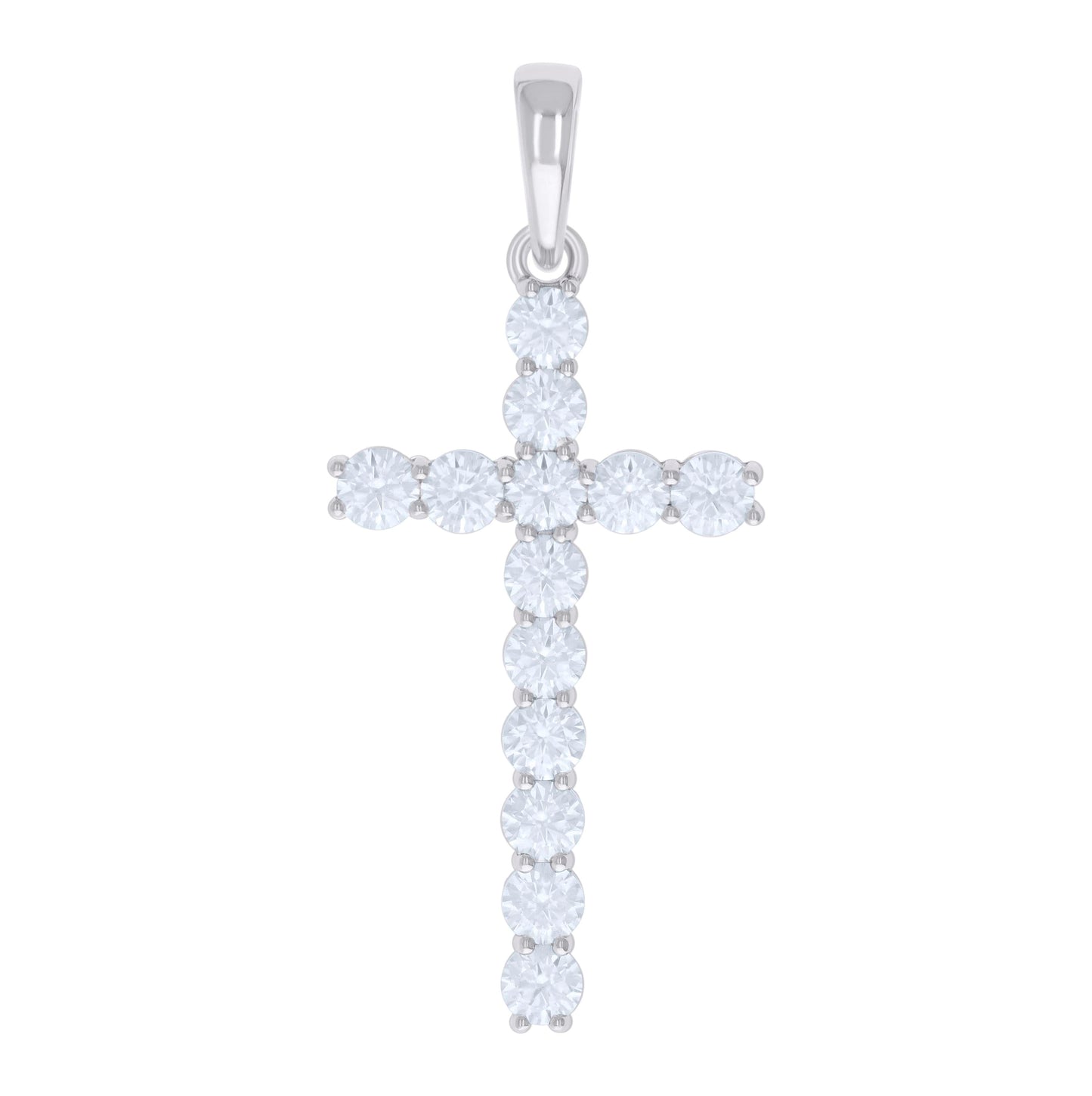 Sterling Silver Mens 6.83 Cttw Moissanite Cross Religious Charm Pendant