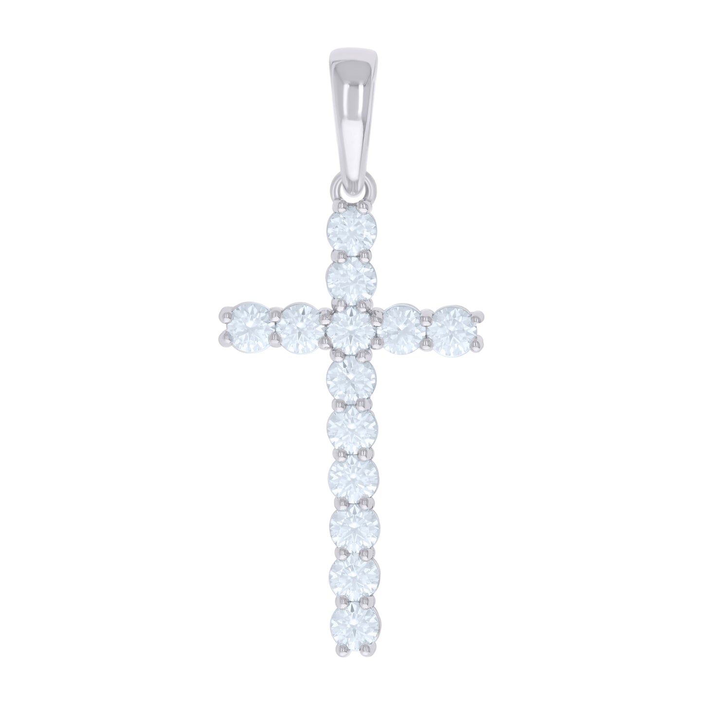 Sterling Silver Mens Cubic-Zirconia Cross Religious Charm Pendant
