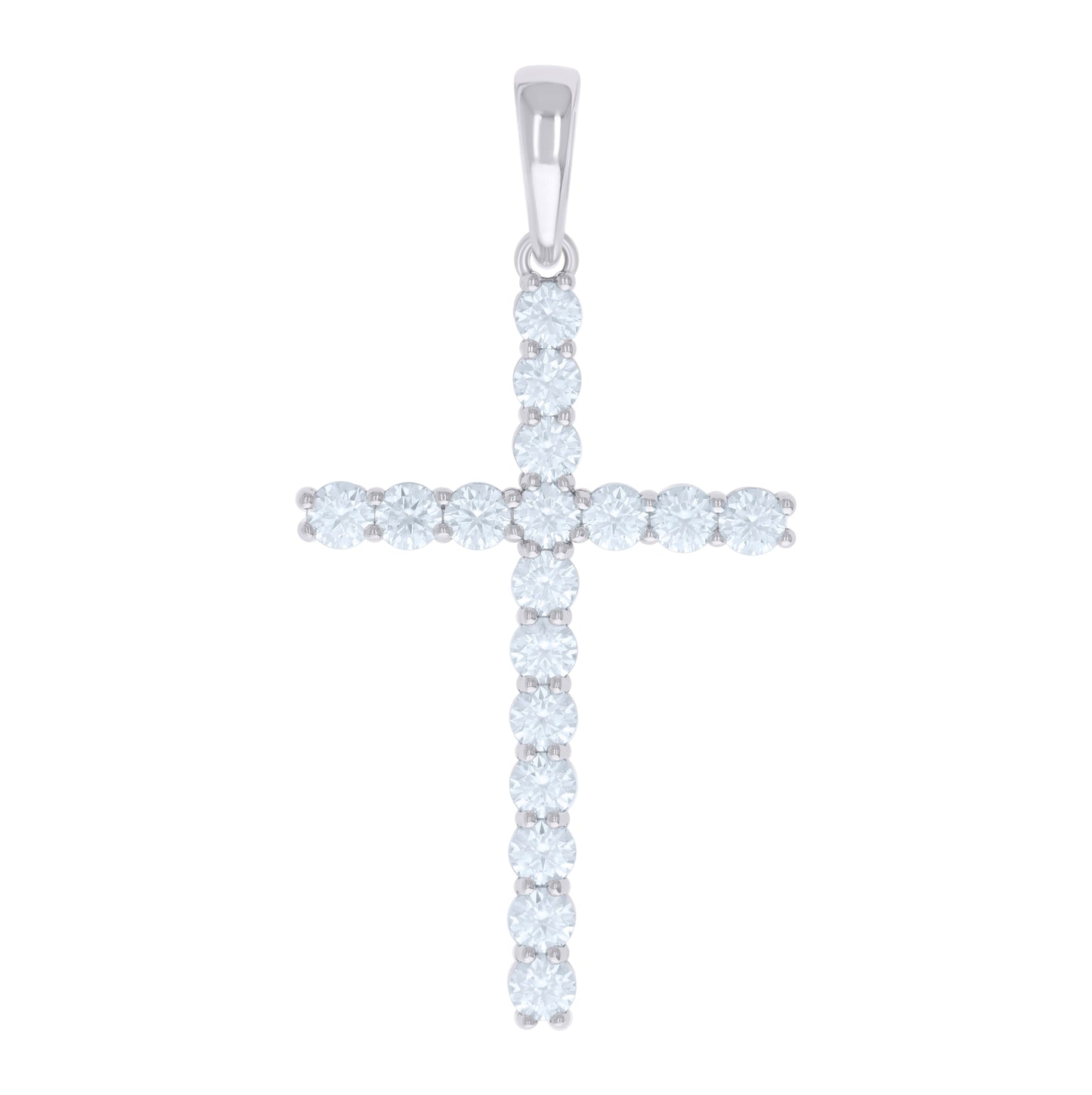 Sterling Silver Mens Cubic-Zirconia Cross Religious Charm Pendant