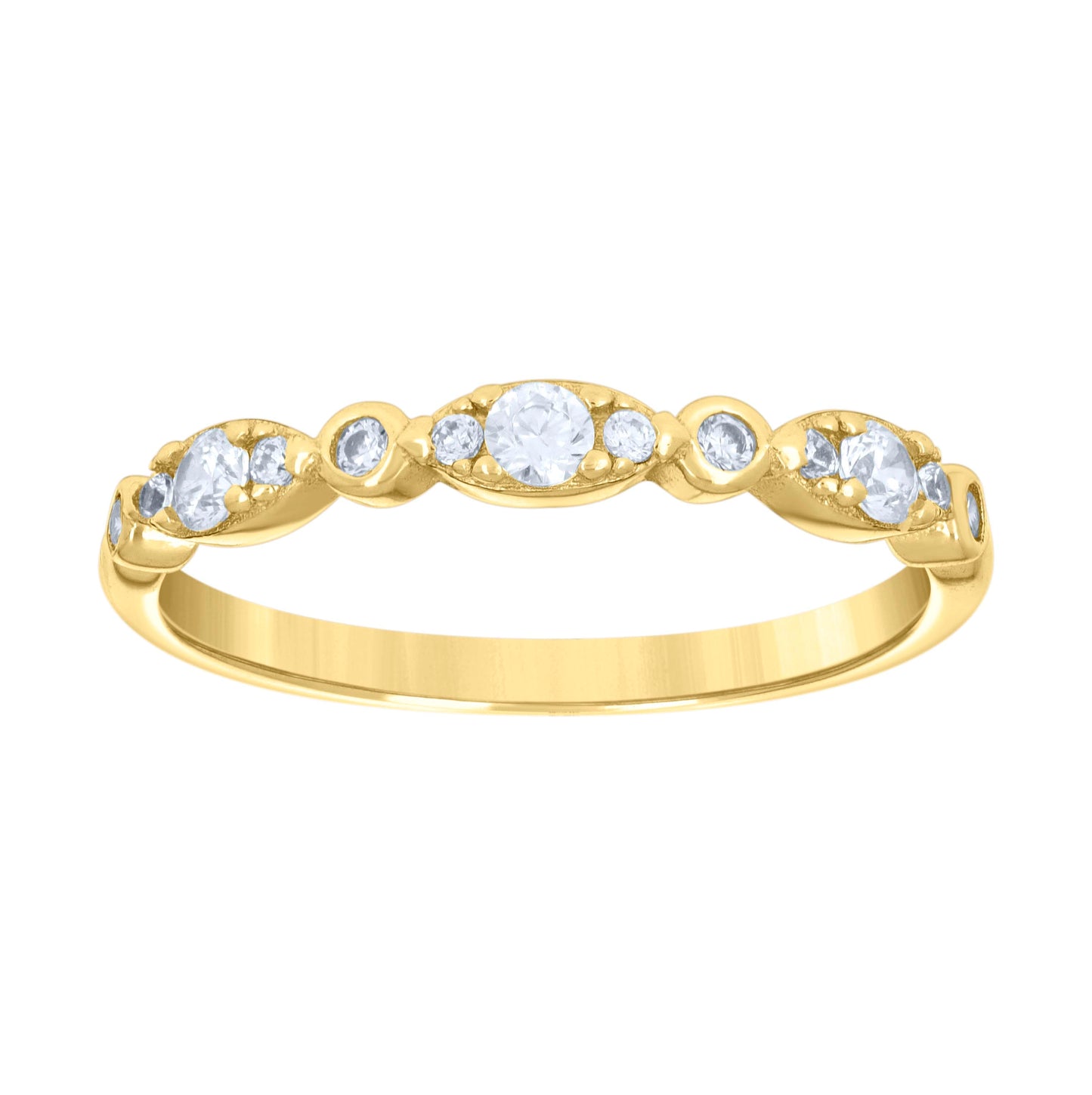 Sterling Silver Yellow-tone Womens Cubic-Zirconia Fashion Bridal Anniversary Wedding Engagement Band Ring Sizes 5 - 9