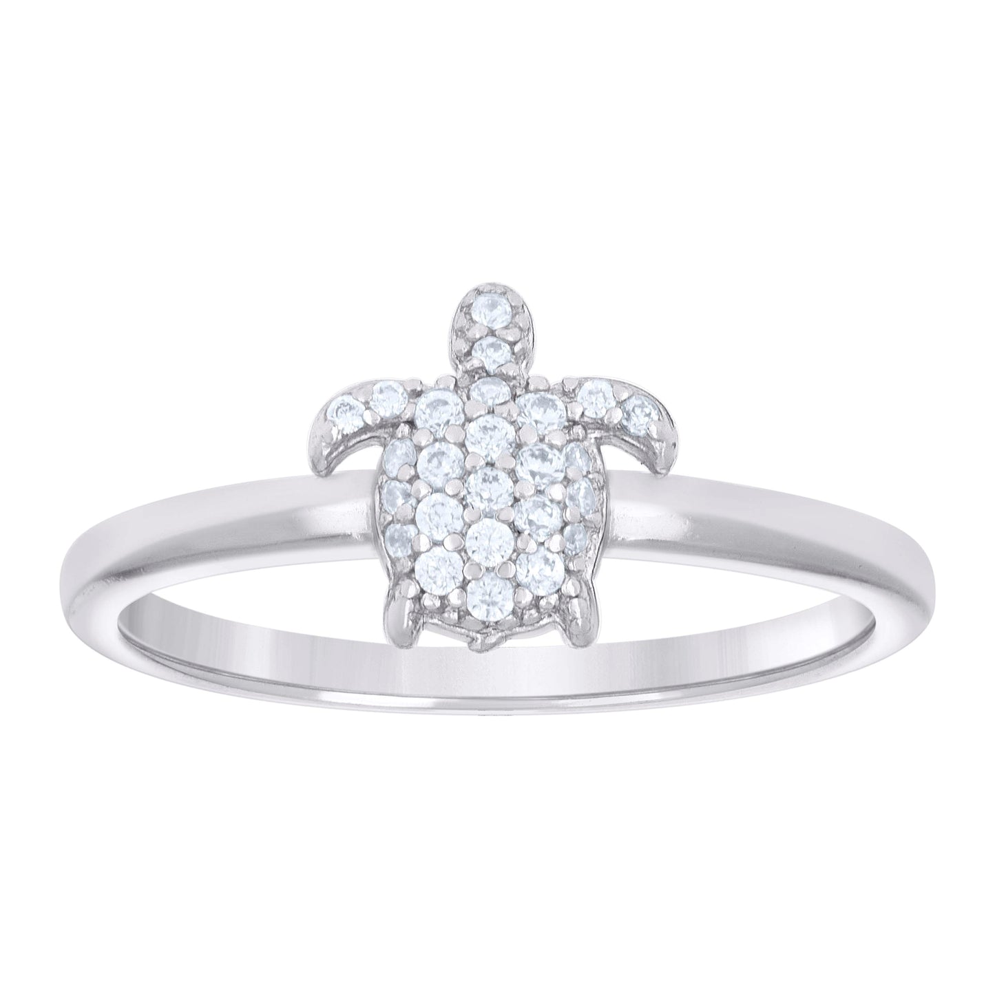 Sterling Silver Womens Cubic-Zirconia Turtle Ocean Life Bridal Anniversary Wedding Engagement Band Ring