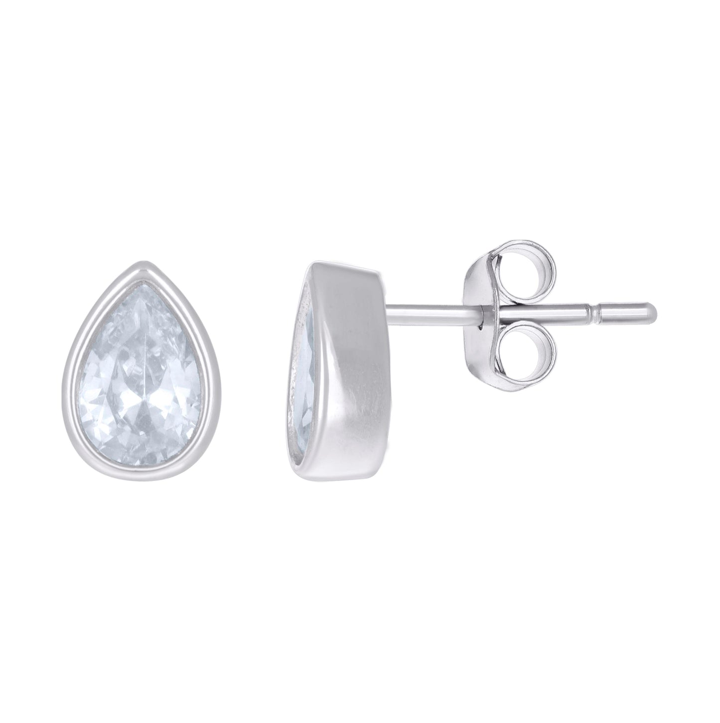 Sterling Silver Womens Pear Cubic-Zirconia Tear Drop Stud Earrings