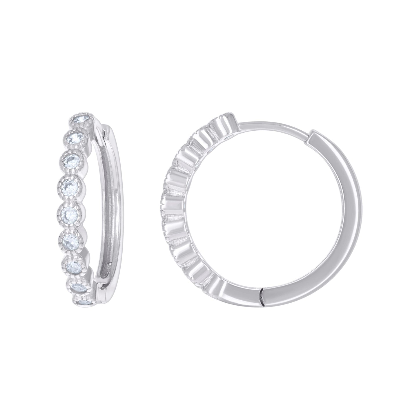 Sterling Silver Womens Cubic-Zirconia Fashion Hoop Earrings