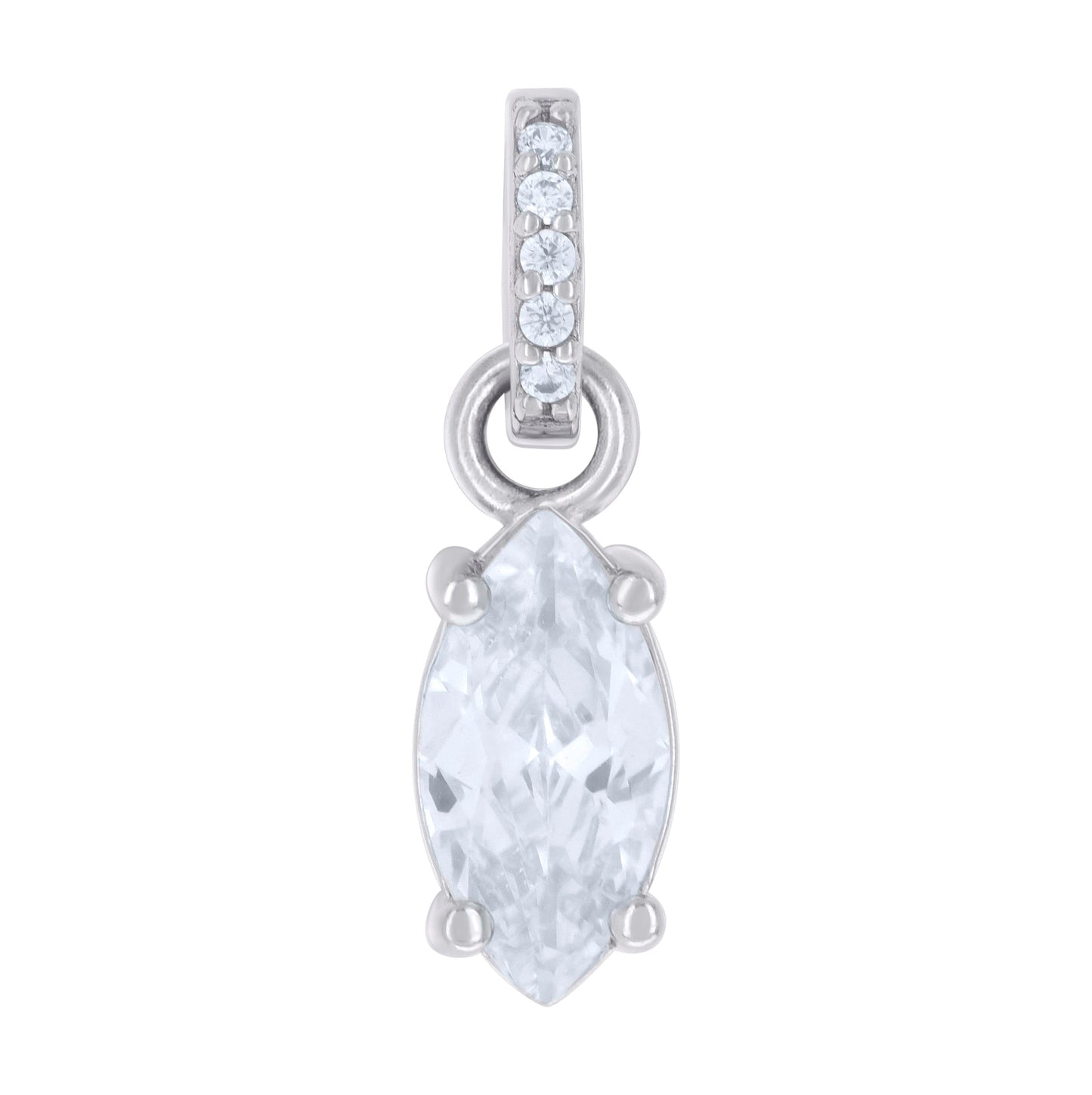 Sterling Silver Womens Marquise Round Cubic-Zirconia Fashion Charm Pendant