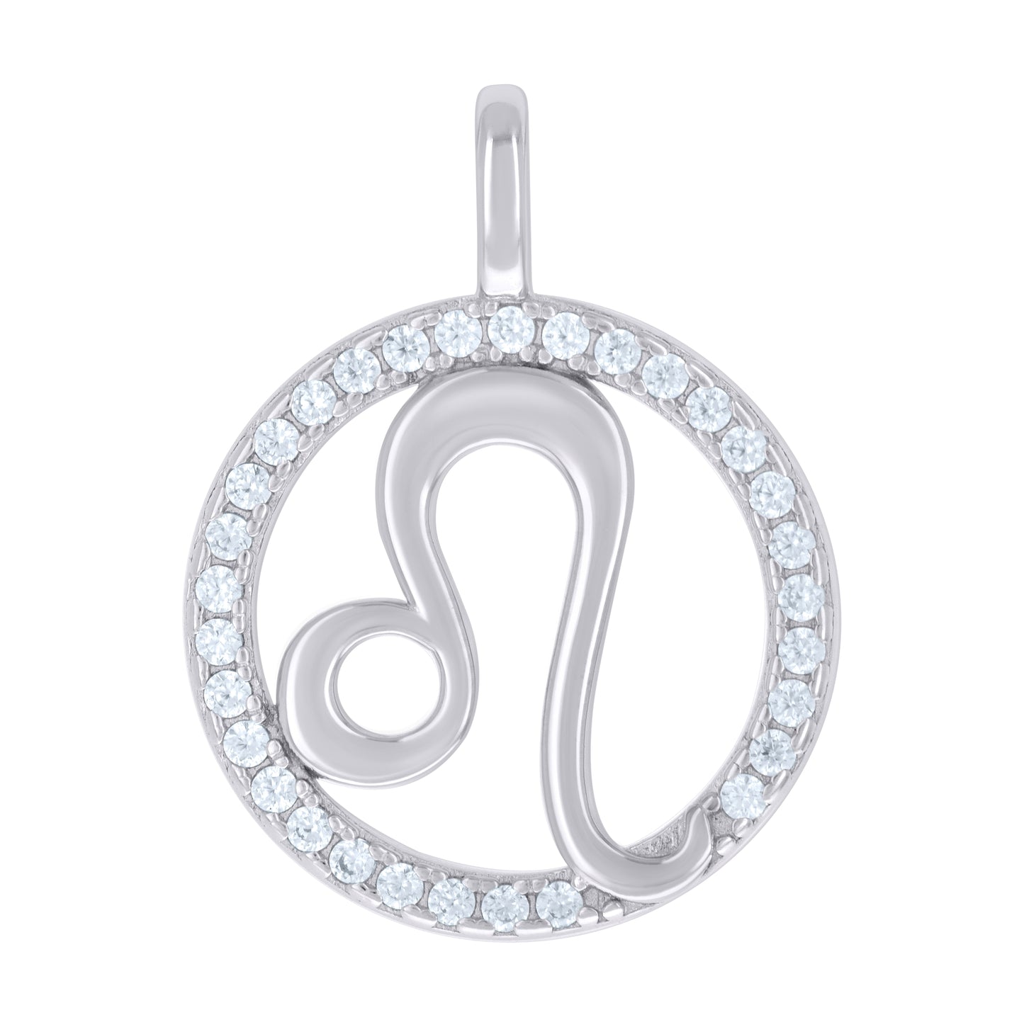 Sterling Silver Unisex Cubic-Zirconia Leo Zodiac Sign Charm Pendant