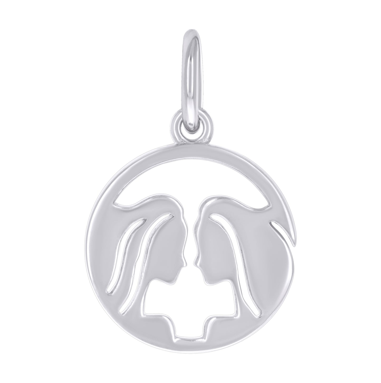 Sterling Silver Unisex Gemini Zodiac Sign Charm Pendant