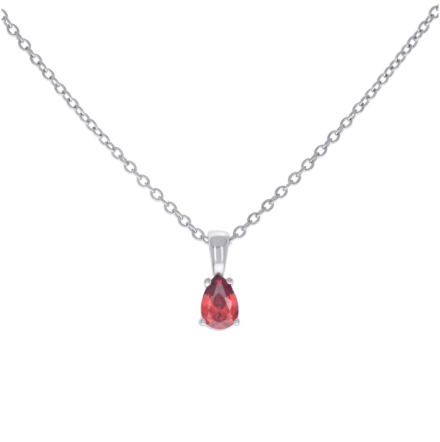 Sterling Silver Womens Pear Cubic-Zirconia Tear Drop Charm Necklace Size 16 + 2 Inches