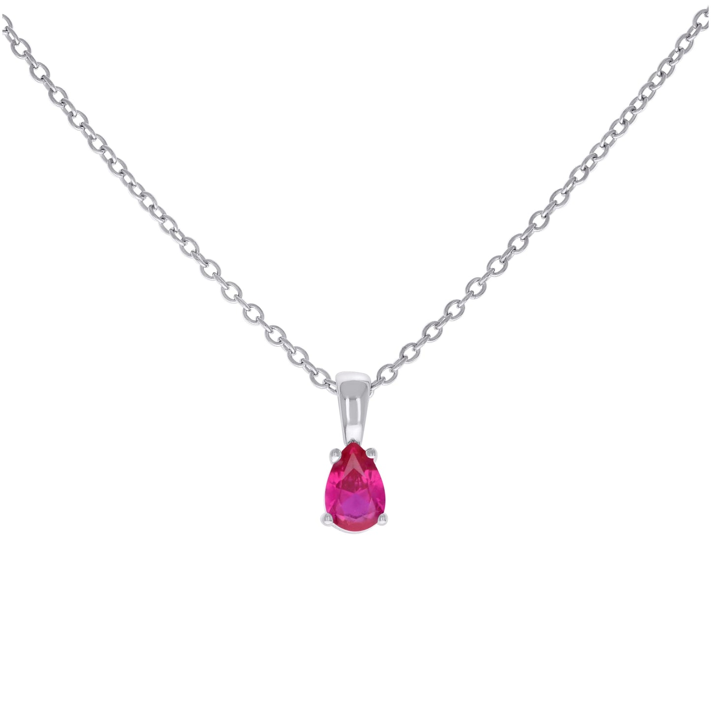 Sterling Silver Womens Pear Cubic-Zirconia Tear Drop Charm Necklace Size 16 + 2 Inches