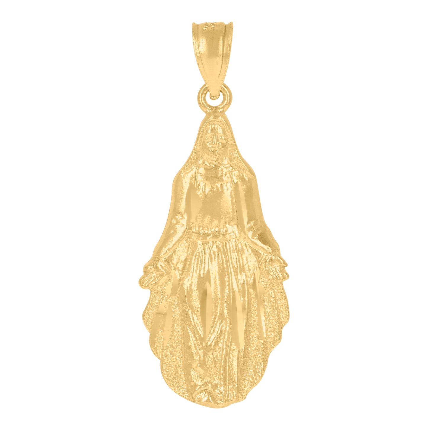 10K Yellow Gold Diamond-Cut Womens Guadalupe Mary Religious Charm Pendant