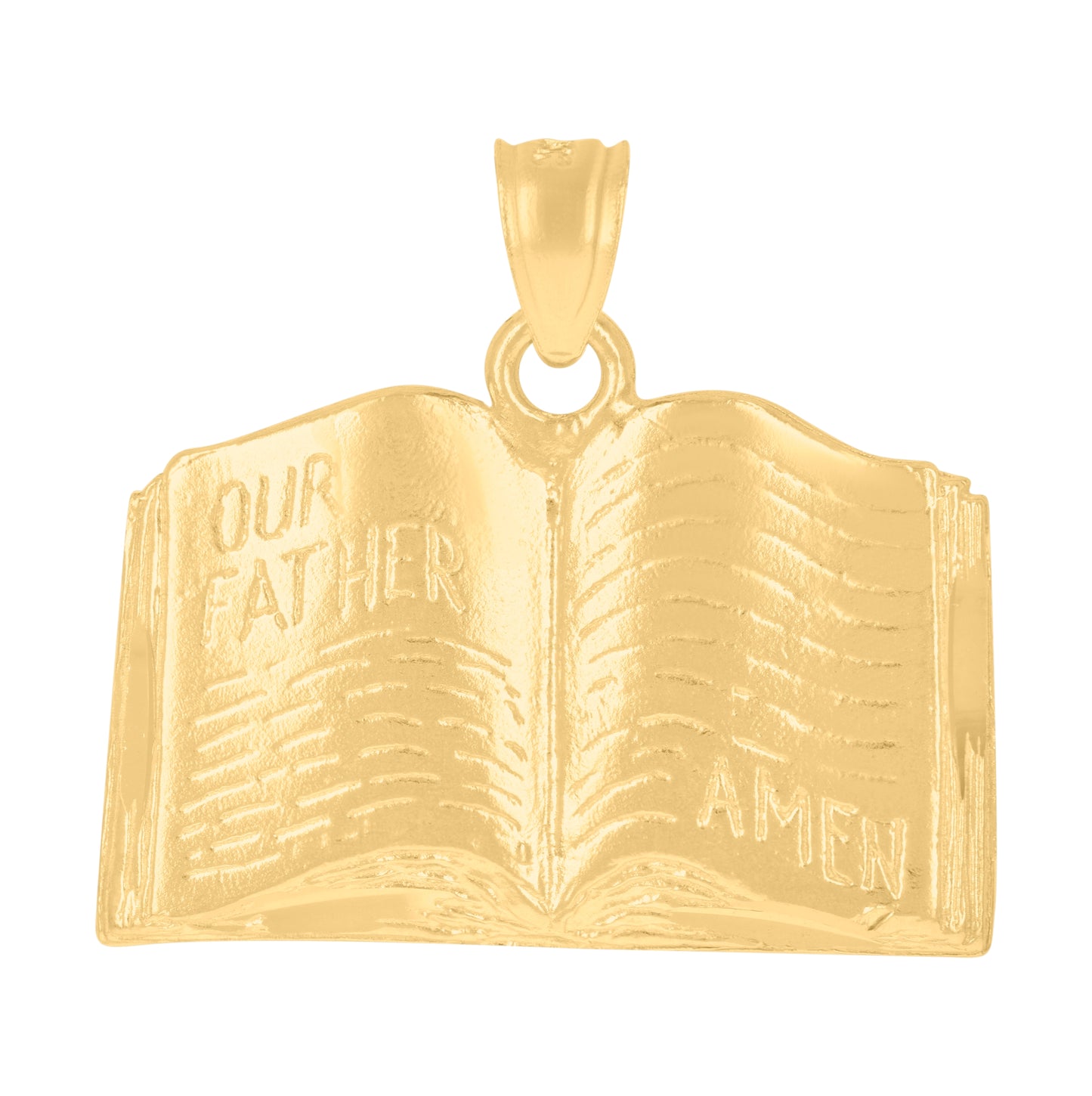 10K Yellow Gold Unisex Bible Our Father Amen Religious Charm Pendant