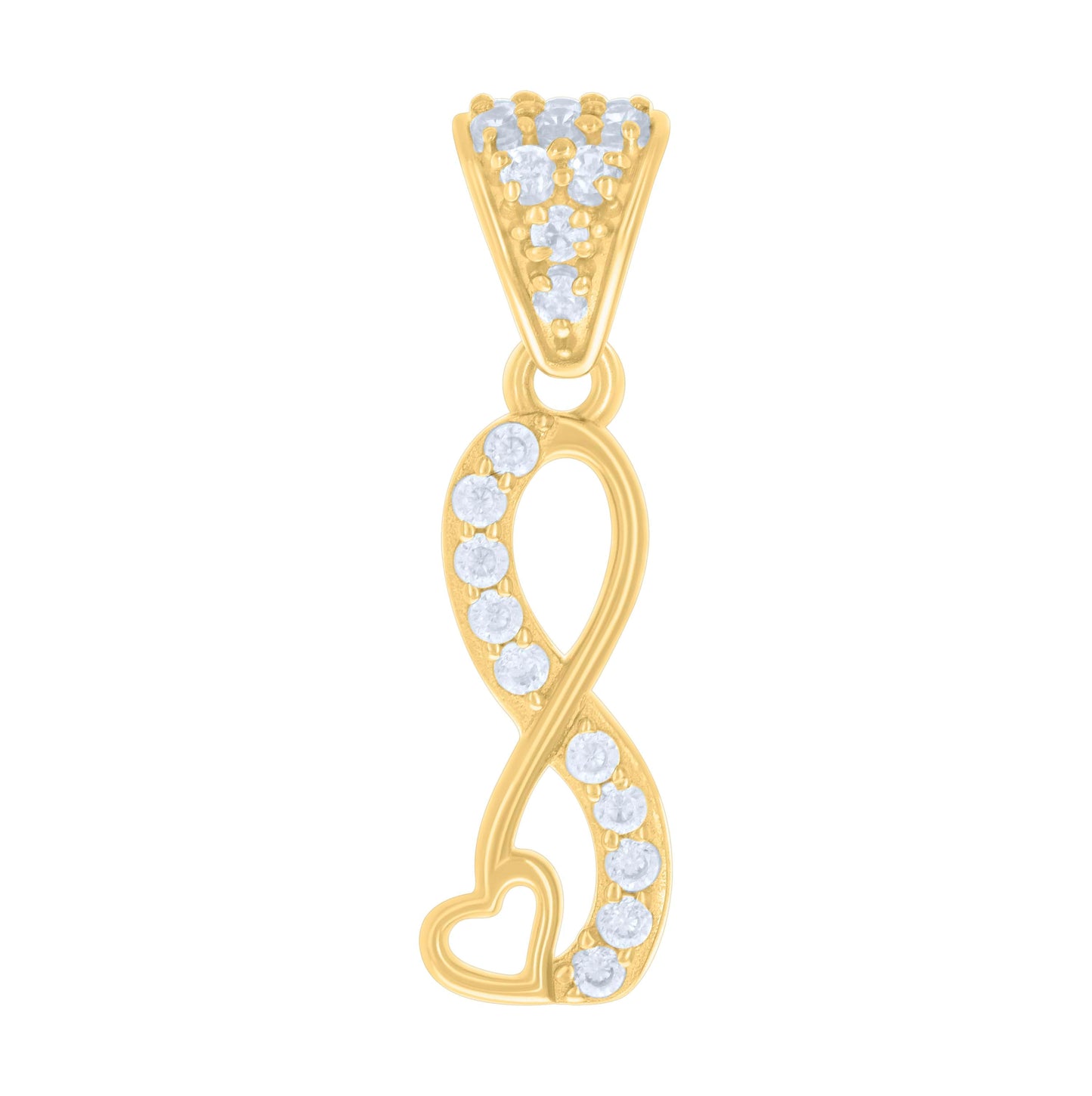 10K Yellow Gold Womens Cubic-Zirconia Infinity Heart Charm Pendant