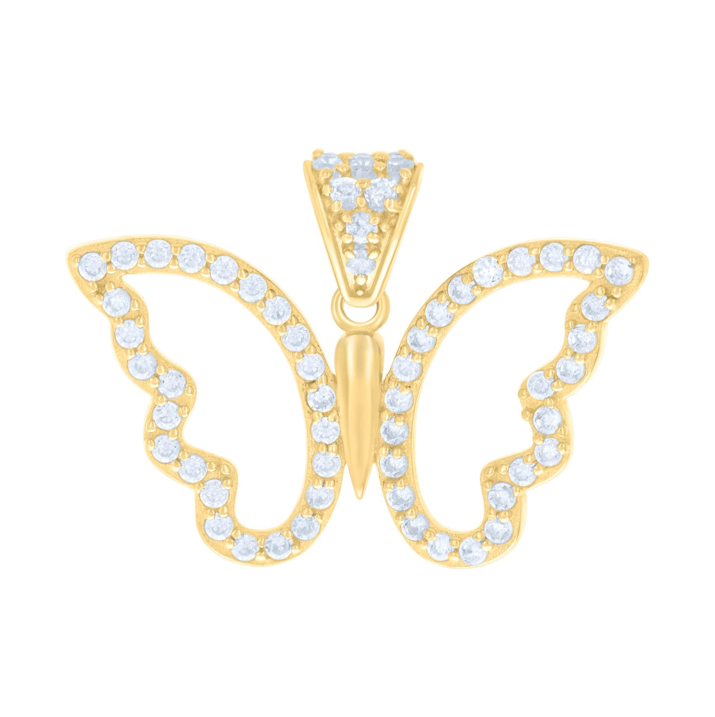 10K Yellow Gold Womens Cubic-Zirconia Butterfly Fashion Charm Pendant