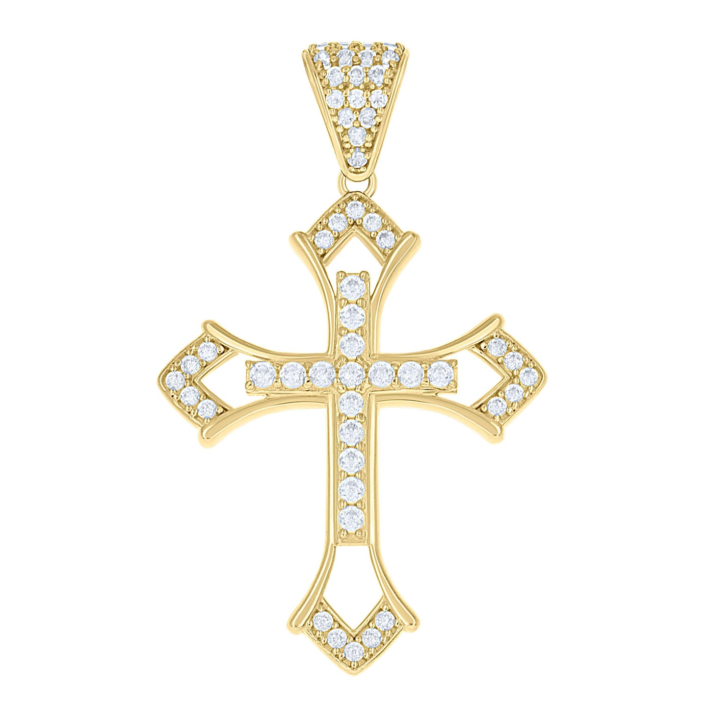10K Yellow Gold Mens Cubic-Zirconia Cross Religious Charm Pendant