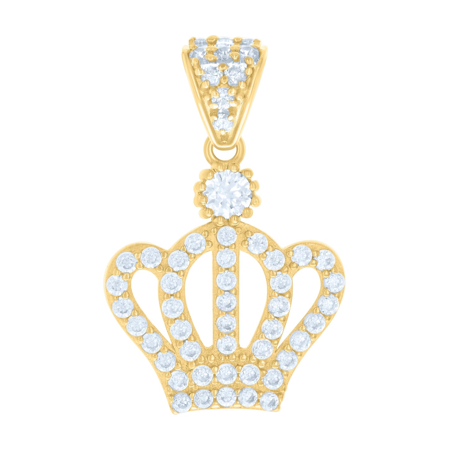 10K Yellow Gold Womens Cubic-Zirconia Crown Fashion Charm Pendant