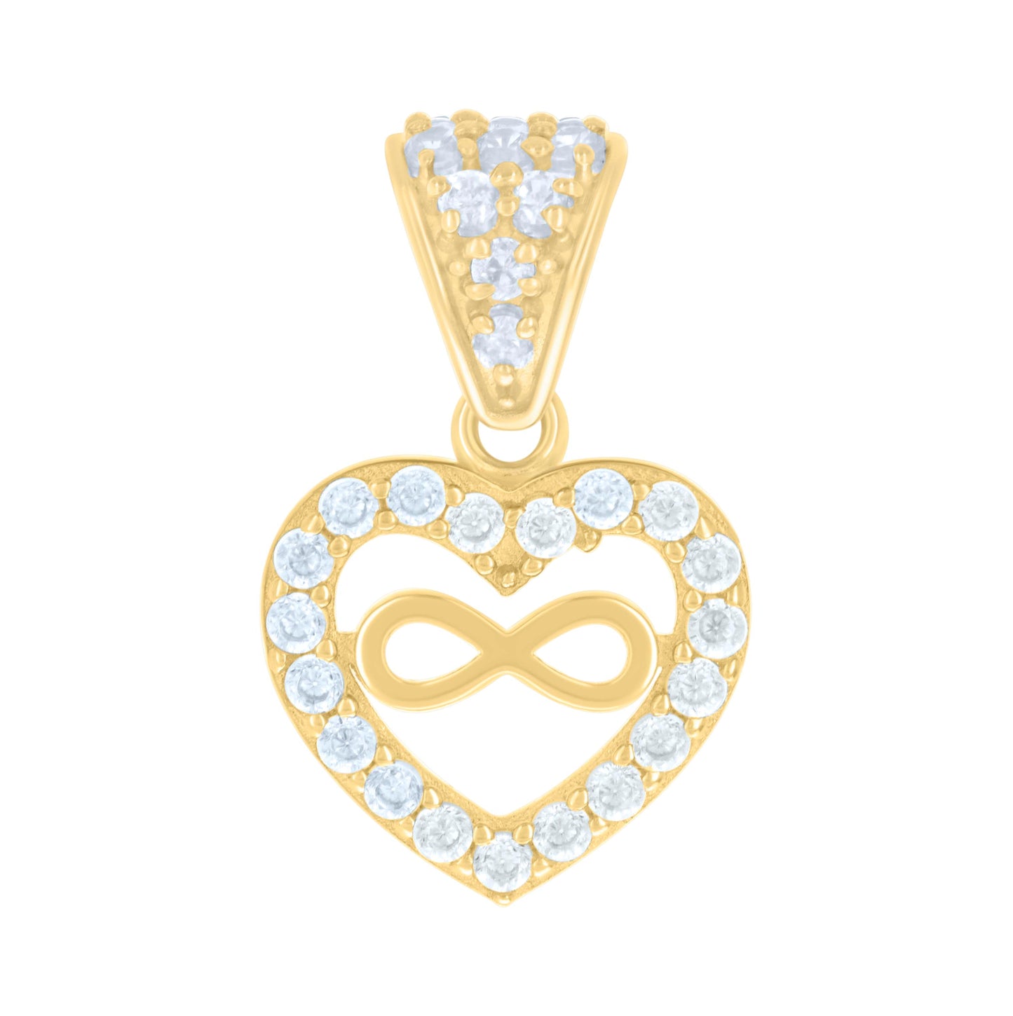 10K Yellow Gold Womens Cubic-Zirconia Infinity Heart Charm Pendant