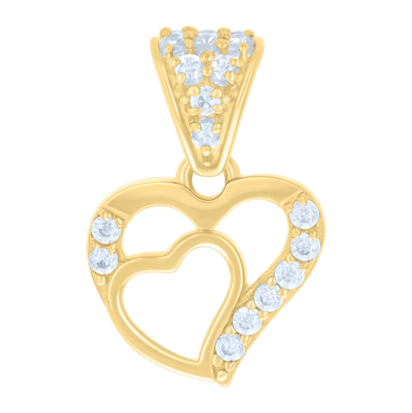 10K Yellow Gold Womens Cubic-Zirconia Heart In Heart Charm Pendant