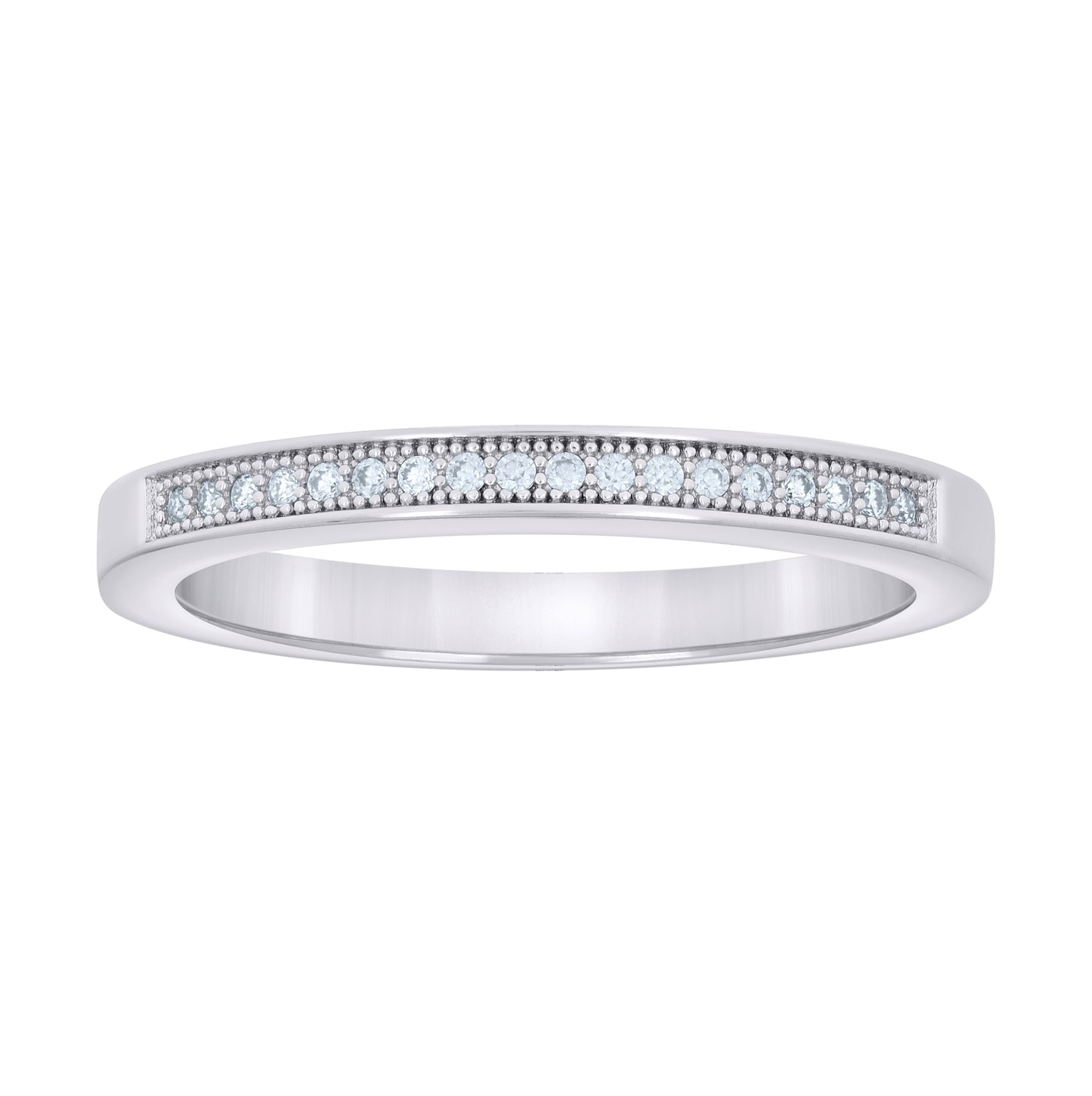 Sterling Silver Womens 0.13ct Moissanite Fashion Bridal Anniversary Engagement Wedding Band Ring
