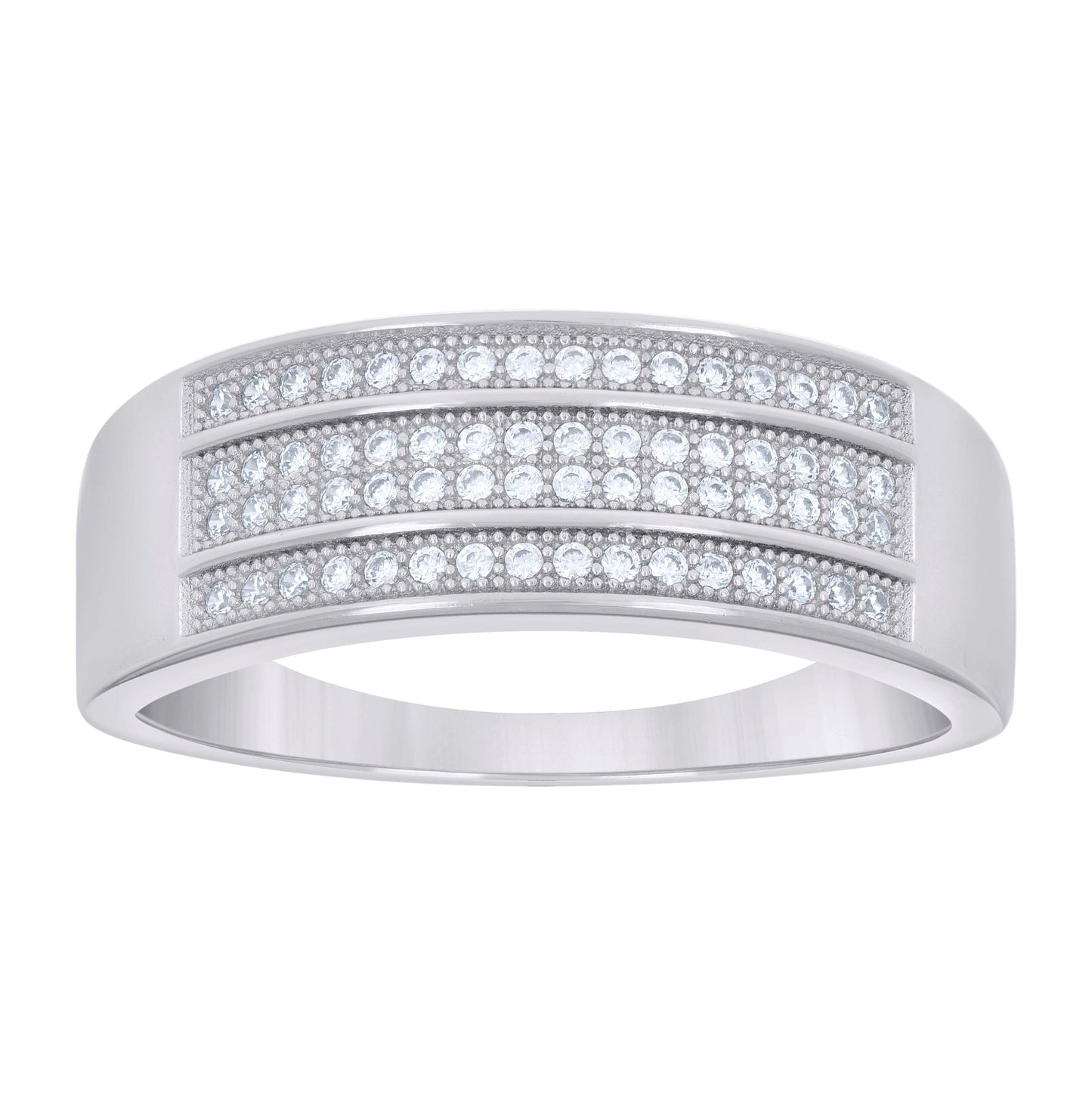 Sterling Silver Mens 0.50ct Moissanite Fashion Bridal Anniversary Engagement Wedding Band Ring