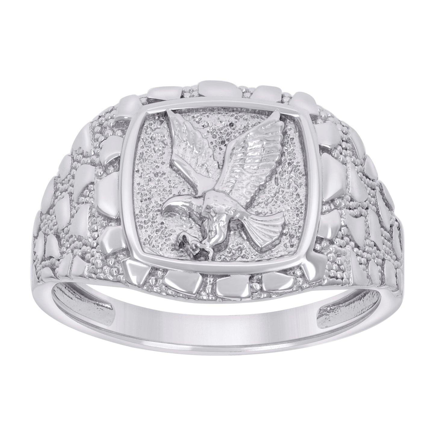 Sterling Silver Mens Nugget Eagle Bird Patriotism Symbol Bridal Anniversary Wedding Engagement Band Ring