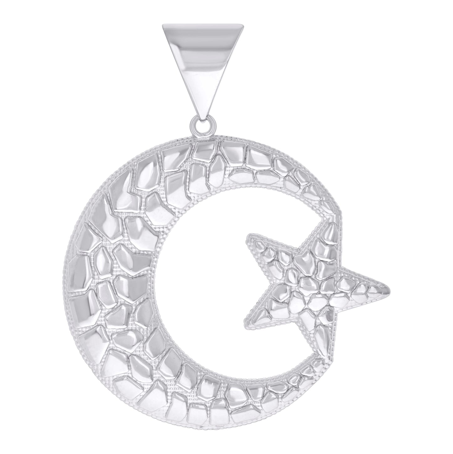 Sterling Silver Mens Moon Star Celestial Religious Charm Pendant