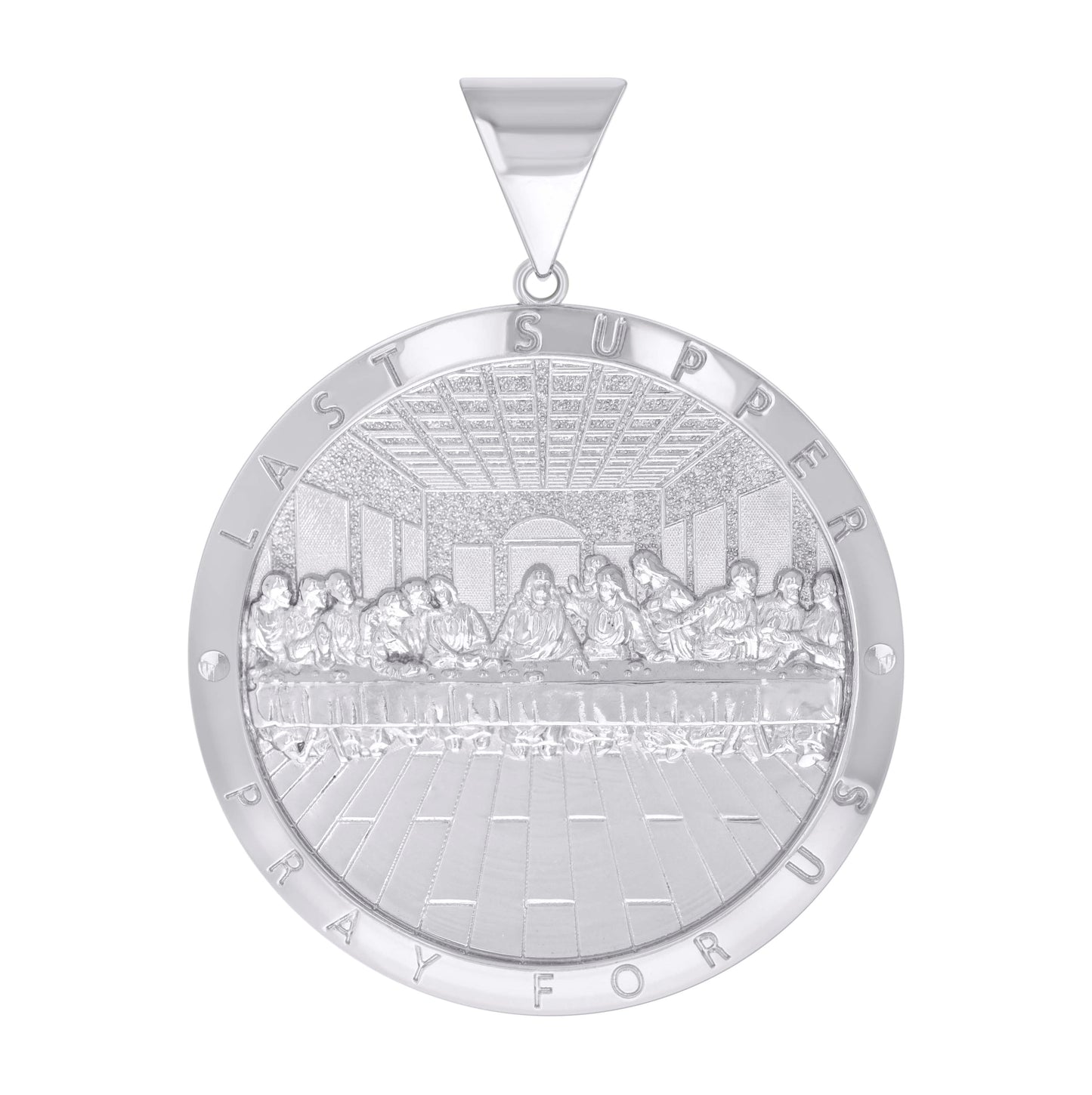 Sterling Silver Mens Last Supper Religious Charm Pendant