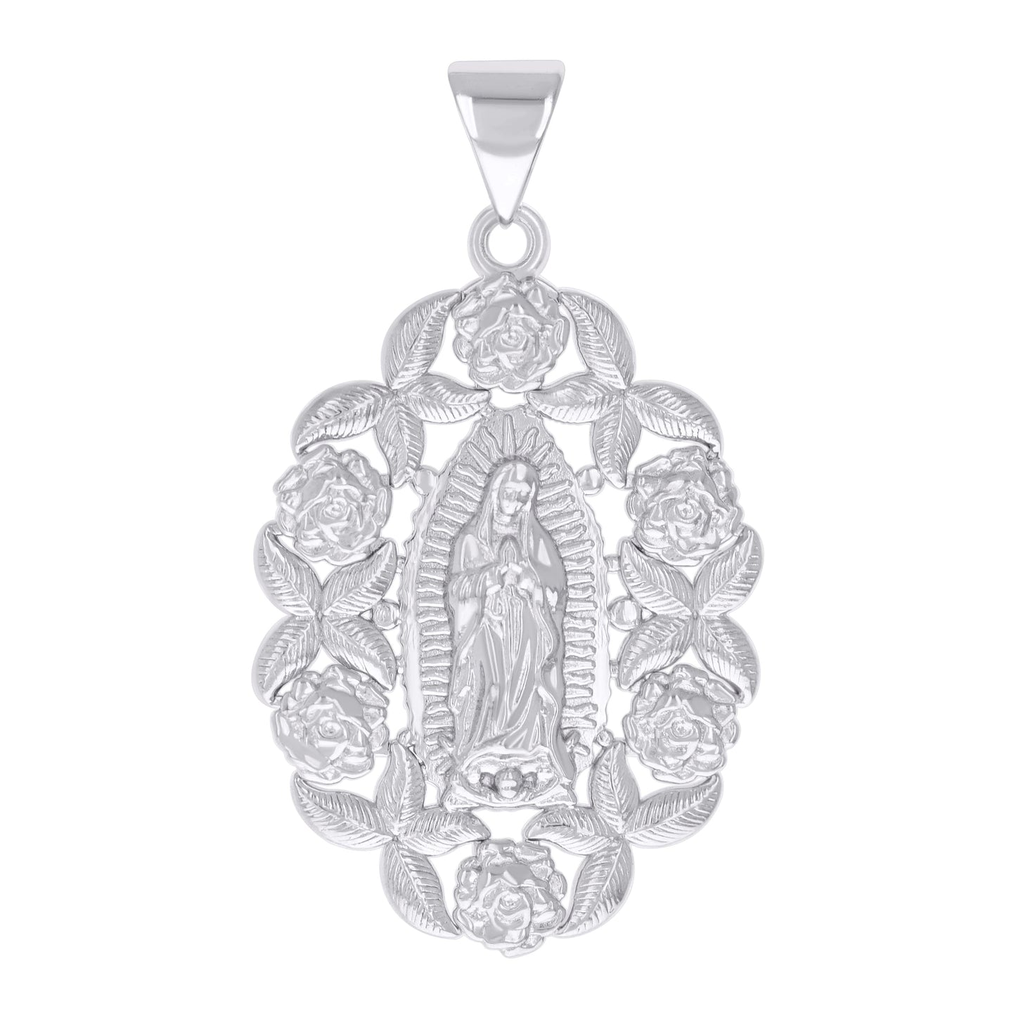 Sterling Silver Mens Guadalupe/Mother Marry Religious Charm Pendant