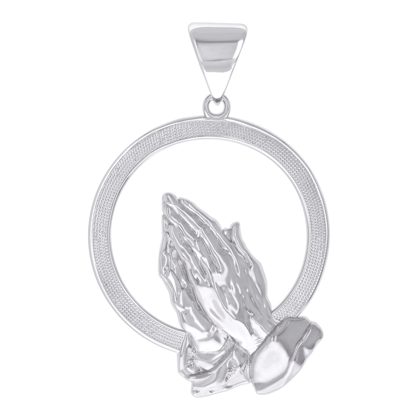 Sterling Silver Mens Praying Hands Symbol Religious Charm Pendant