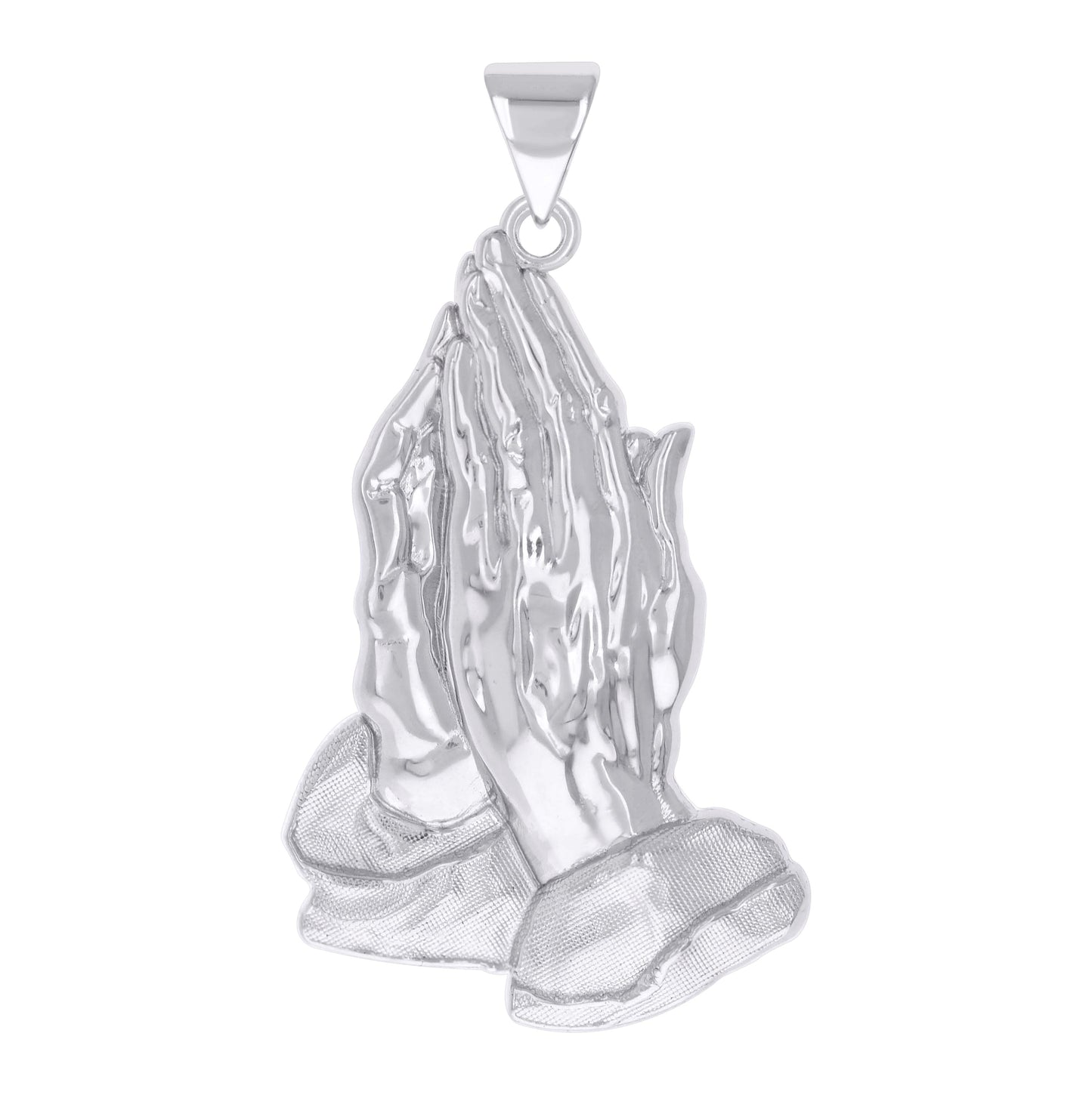 Sterling Silver Mens Praying Hands Symbol Religious Charm Pendant