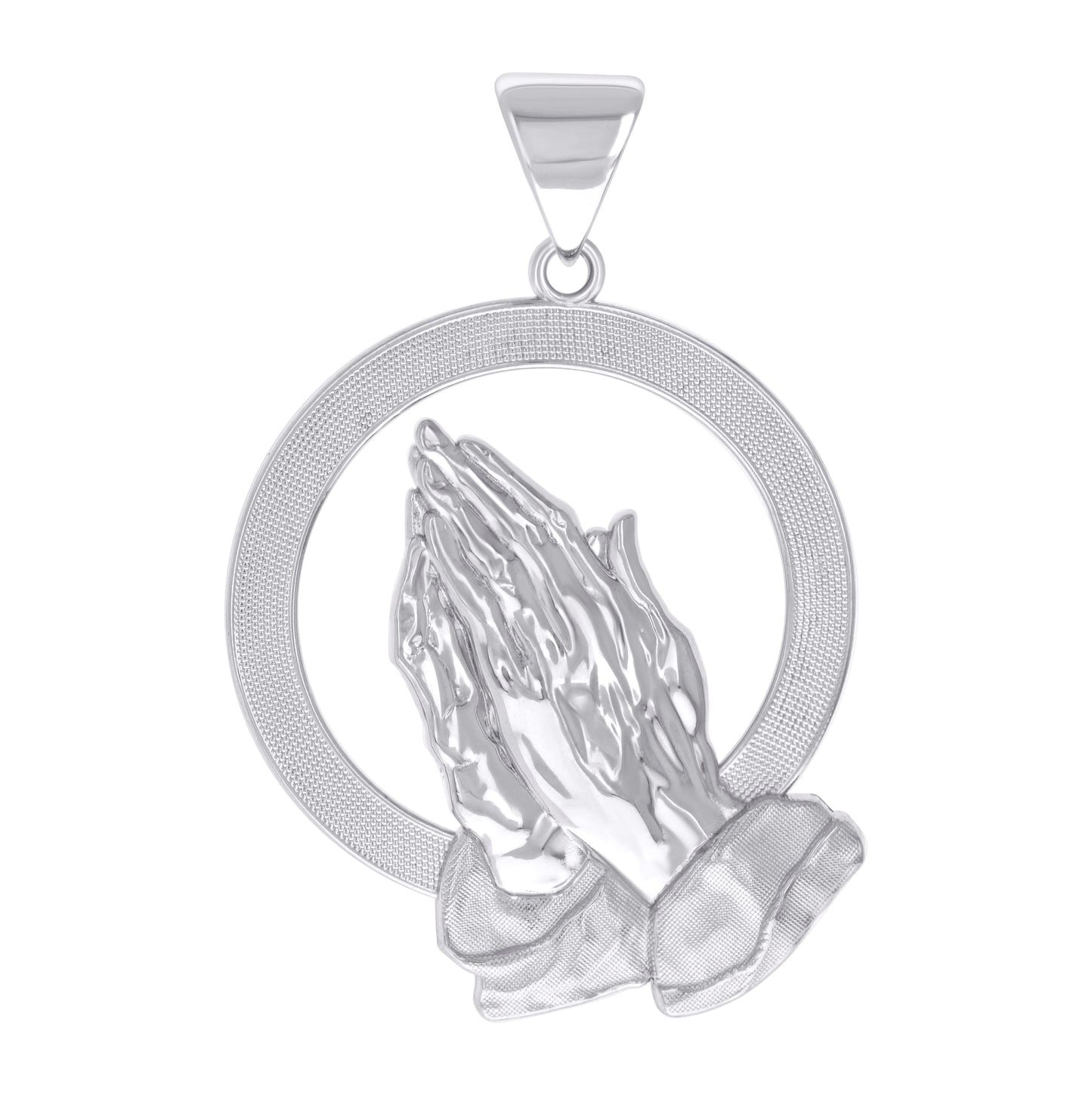 Sterling Silver Mens Praying Hands Symbol Religious Charm Pendant