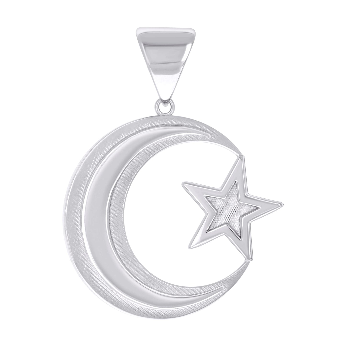 Sterling Silver Mens Moon Star Celestial Religious Charm Pendant
