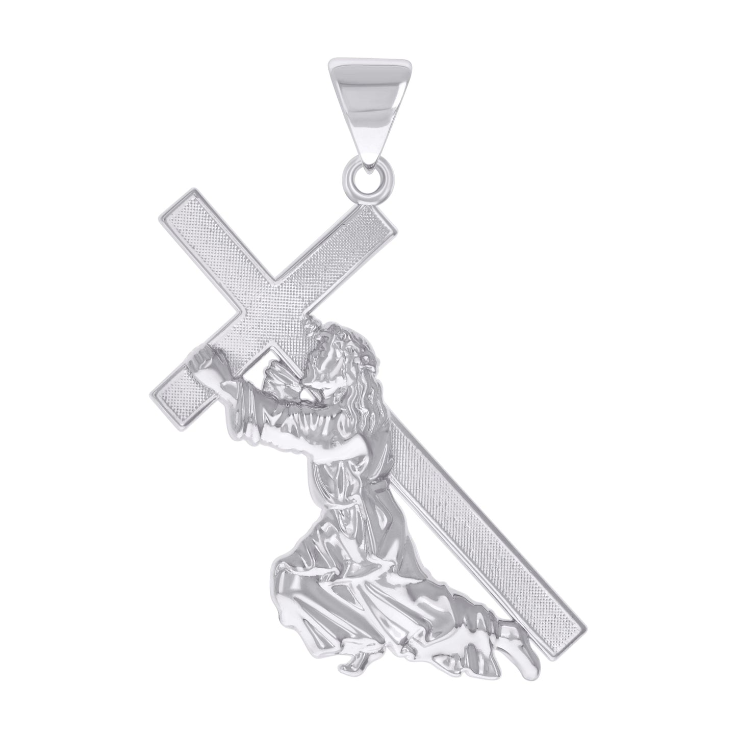 Sterling Silver Mens Cross Jesus Religious Charm Pendant