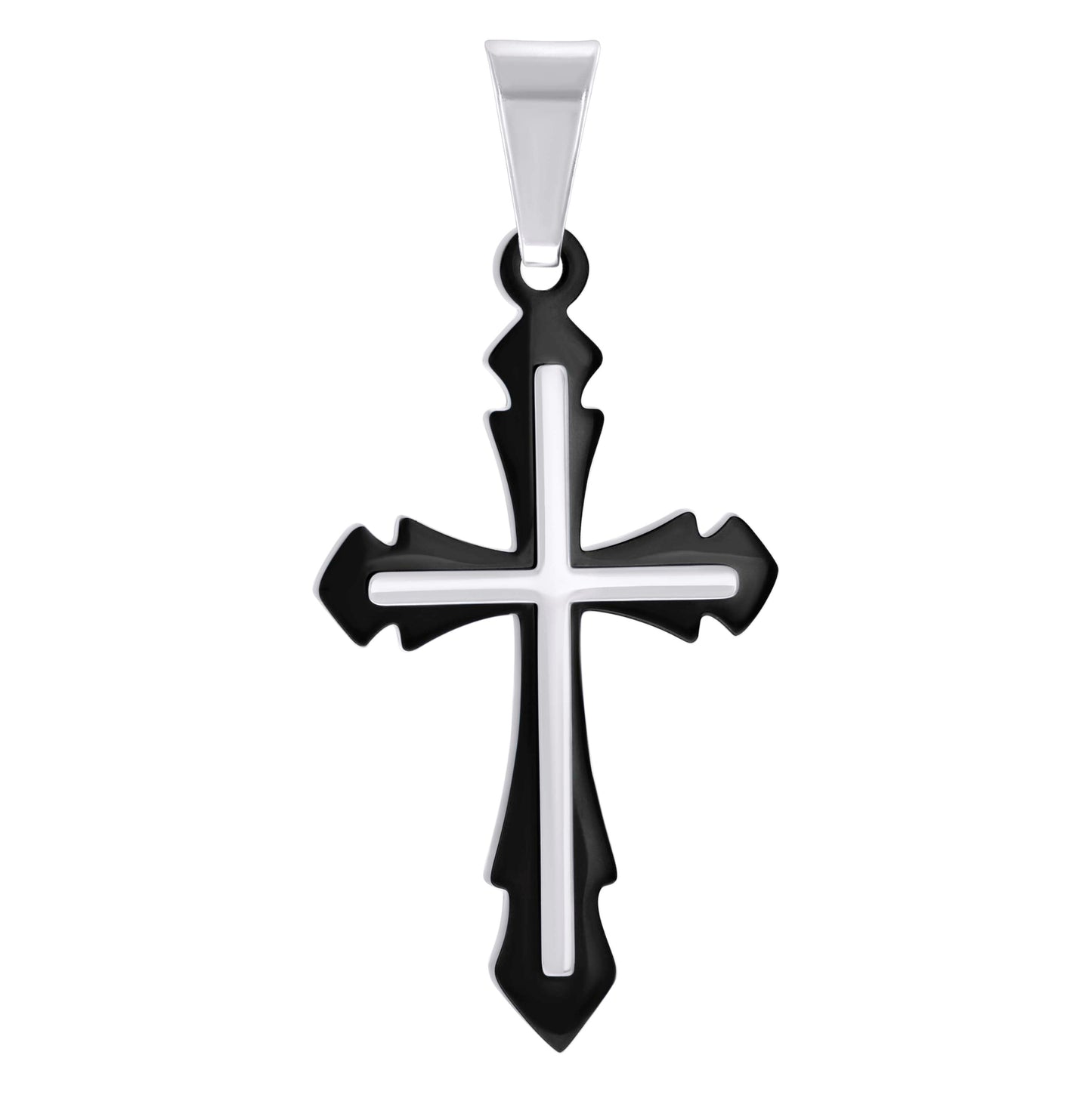 Stainless Steel Black-tone Or Yellow Tone Mens Cross Religious Charm Pendant
